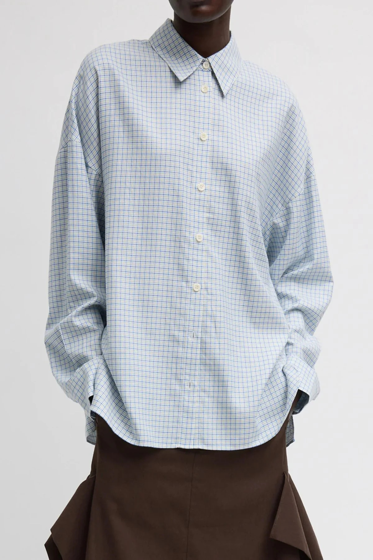 Tibi Linus Check Oversized Shirt - Blue Multi - Image 5