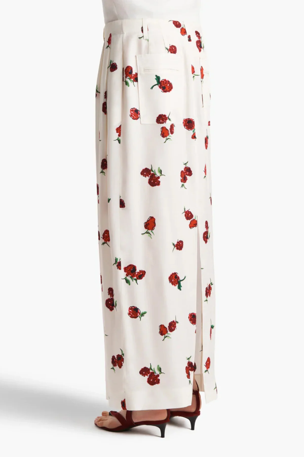 KHAITE Lucian Skirt - Raspberry/ Cream - Image 3