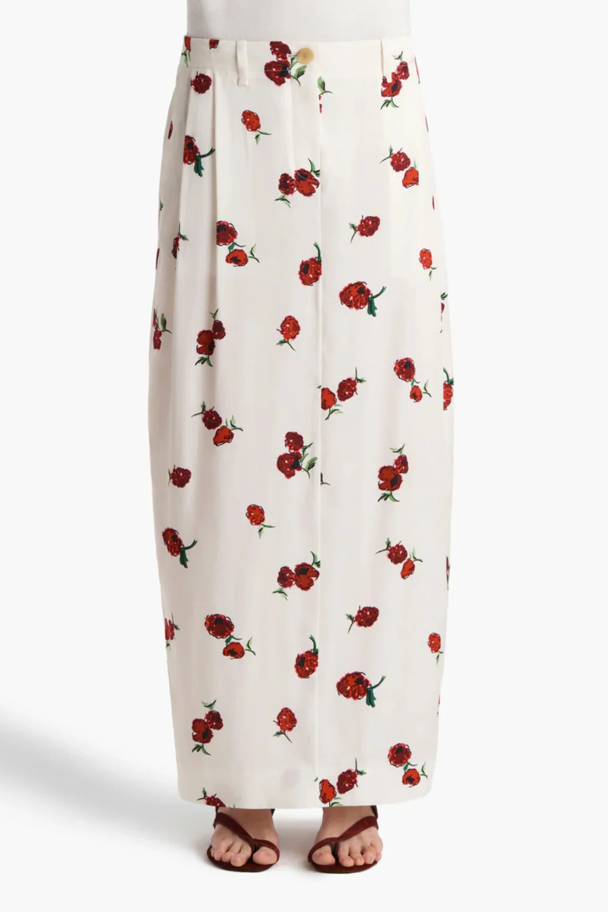 KHAITE Lucian Skirt - Raspberry/ Cream - Image 5