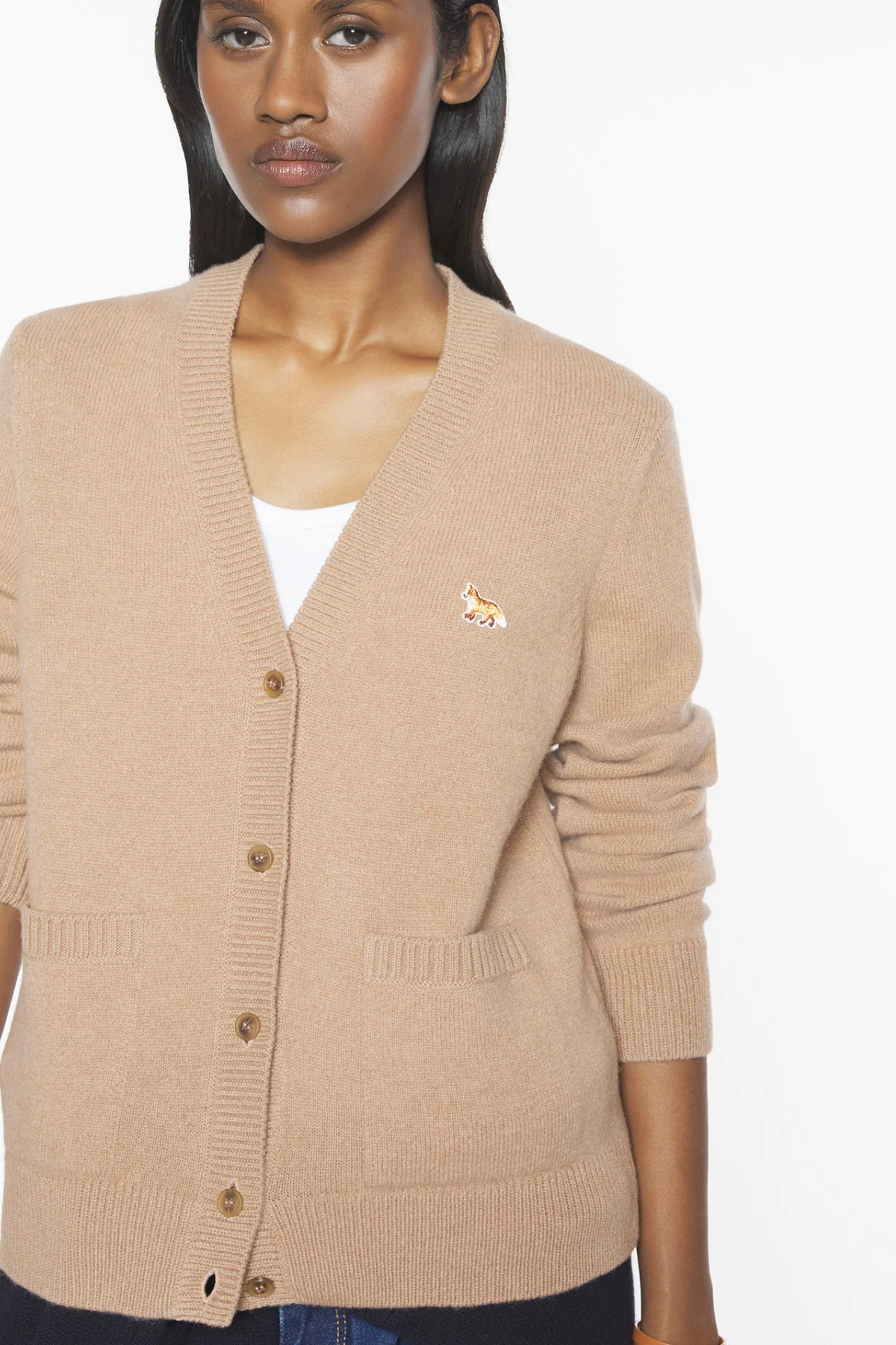Maison Kitsuné Baby Fox Boxy Cardigan - Brown - Image 4