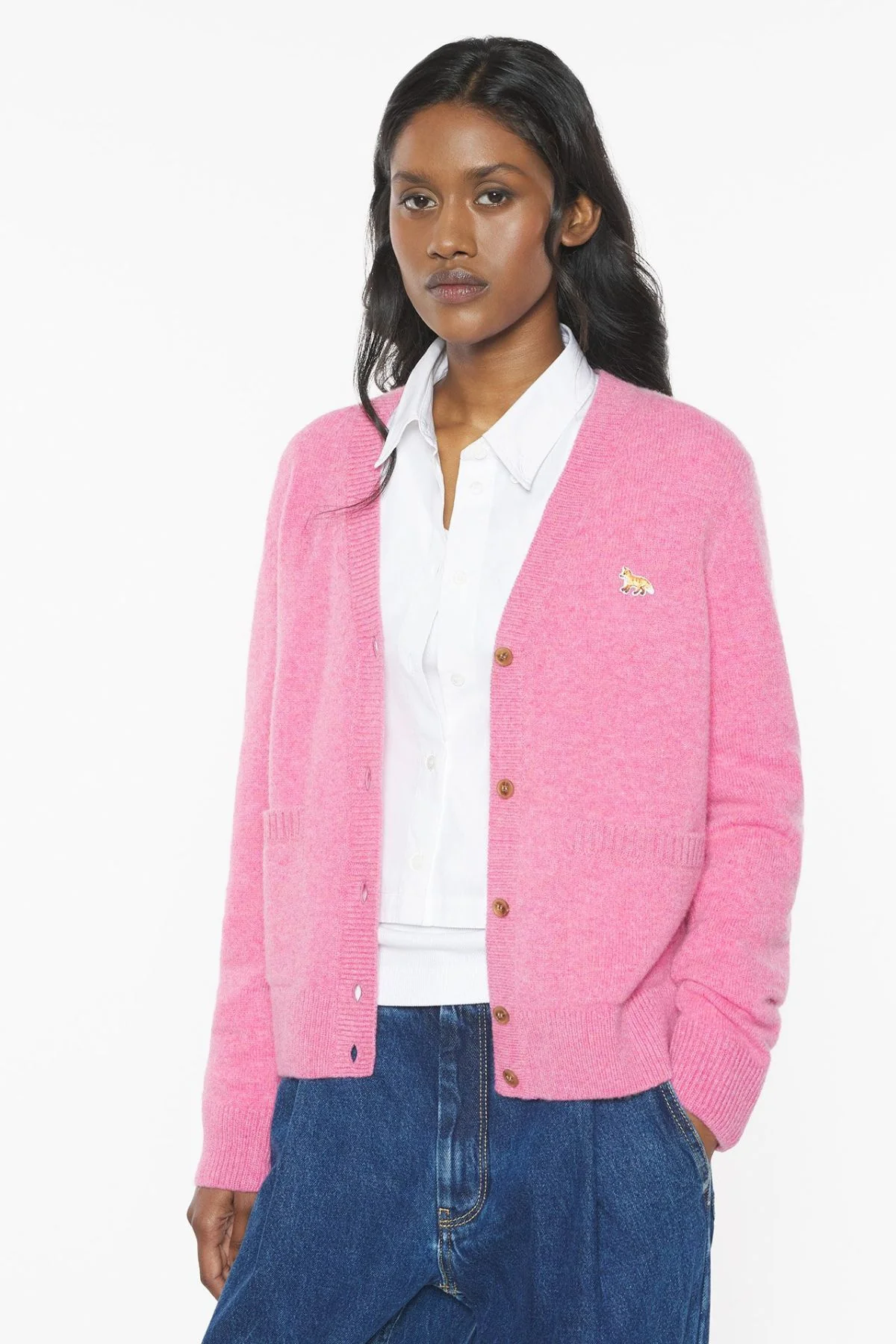 Maison Kitsuné Baby Fox Boxy Cardigan - Pale Rose - Image 5