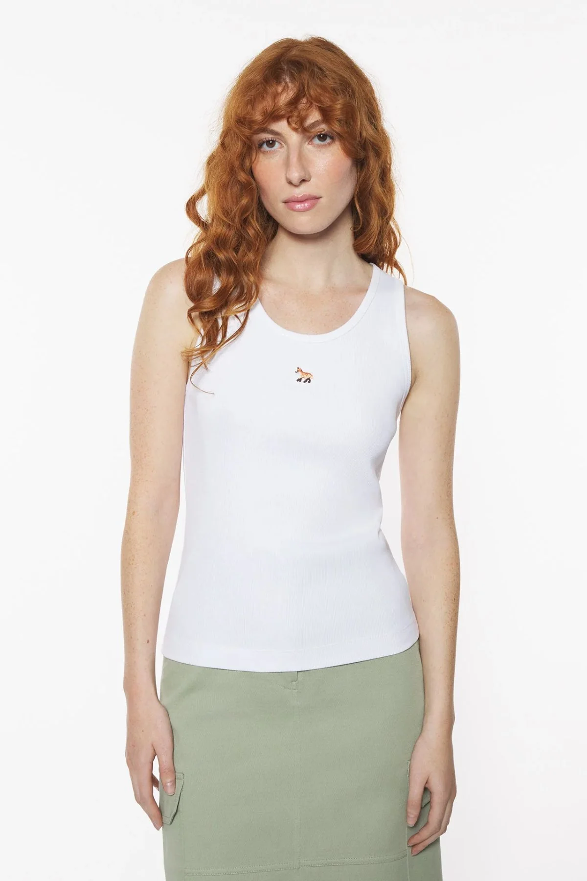Maison Kitsuné Baby Fox Ribbed Tank - White - Image 2
