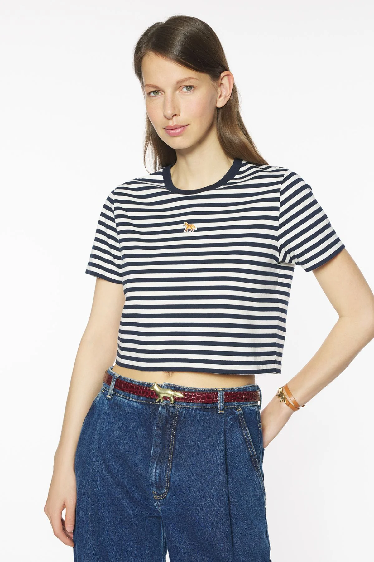 Maison Kitsuné Baby Fox Striped Tee - Dark Navy - Image 5