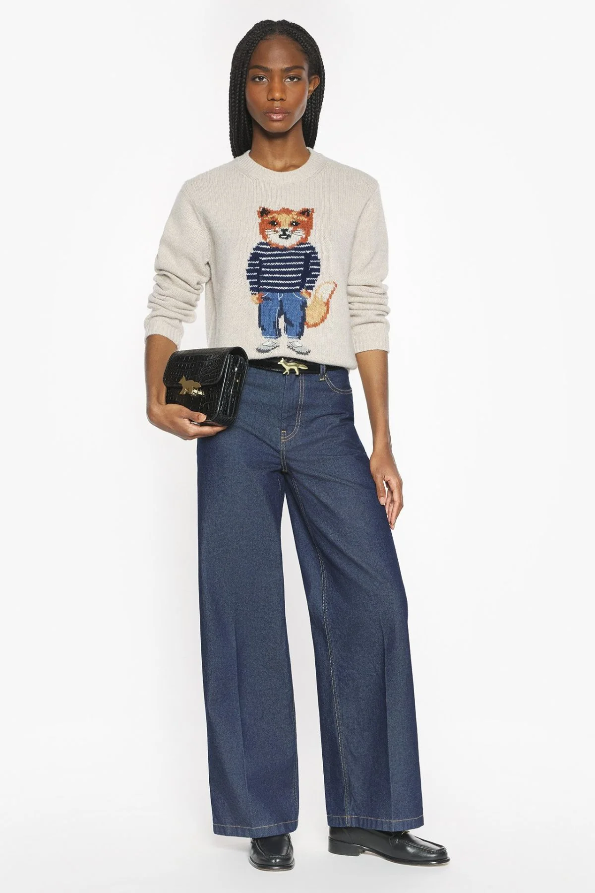 Maison Kitsuné Dressed Fox Jumper - Parchment White - Image 2