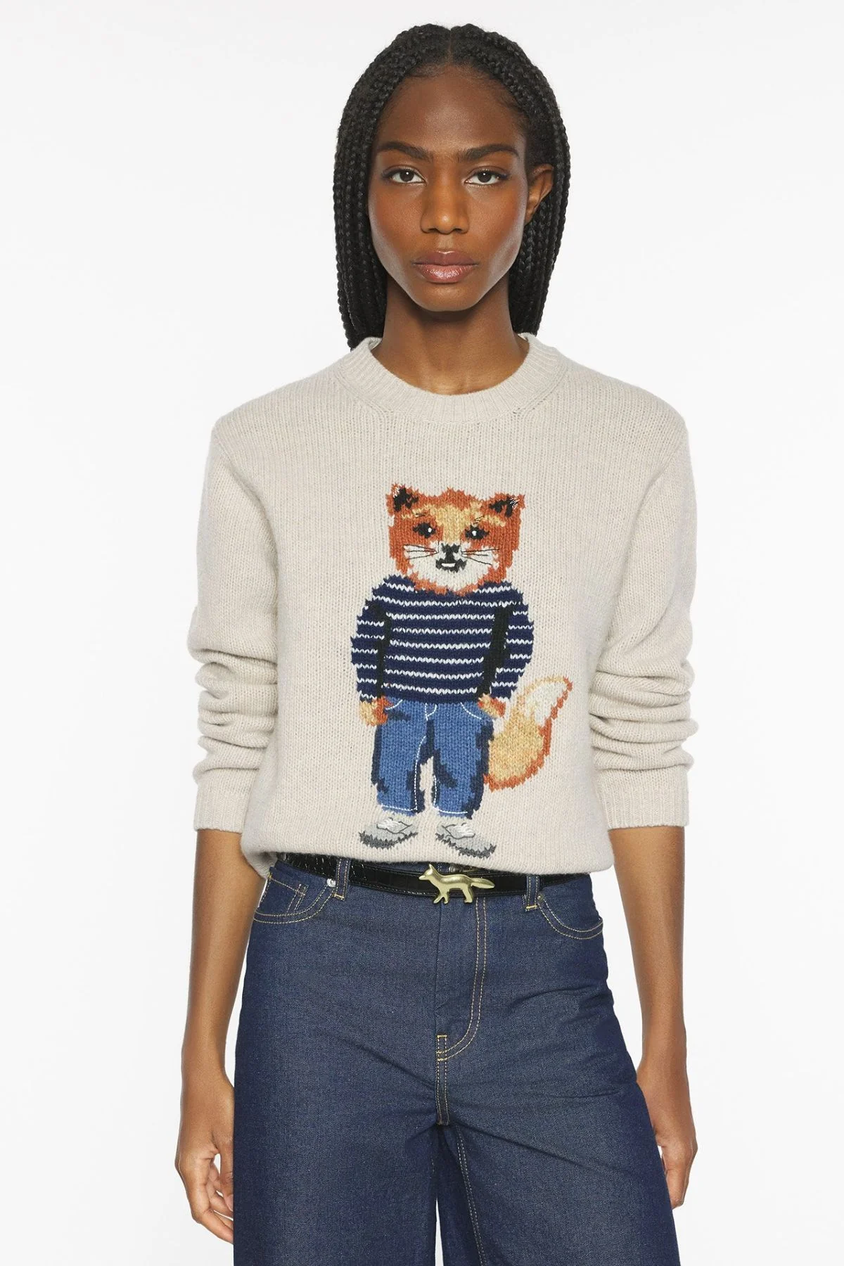 Maison Kitsuné Dressed Fox Jumper - Parchment White - Image 4