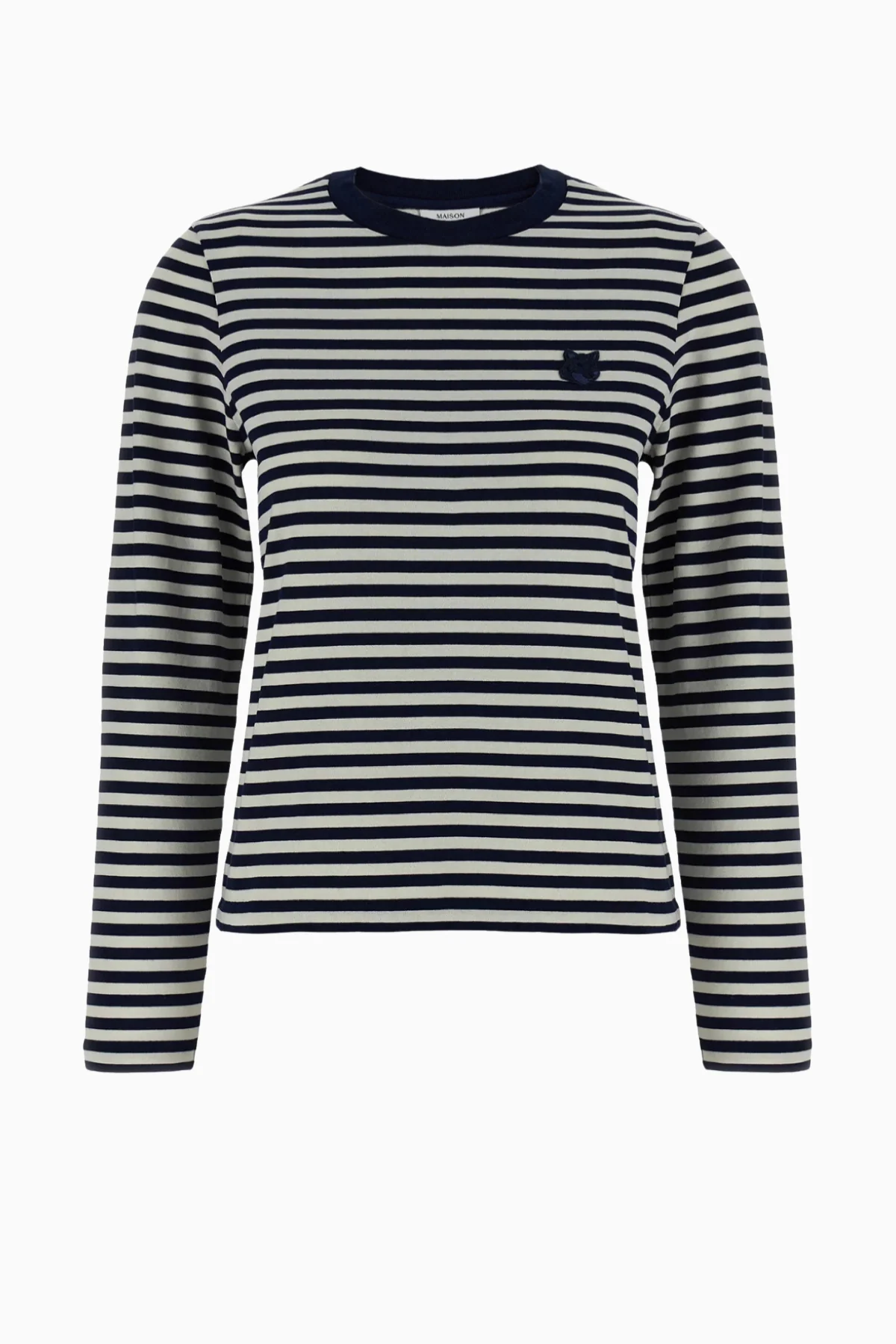 Maison Kitsuné Fox Head Striped T-Shirt - Navy/ Milk