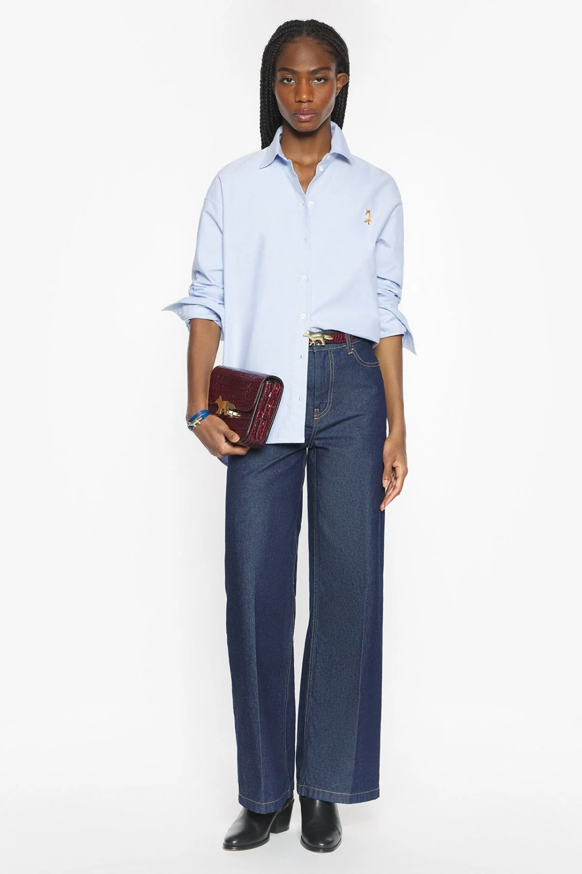 Maison Kitsuné Lady Fox Casual Shirt - Steel Blue - Image 2