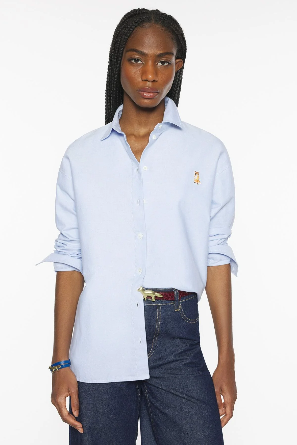 Maison Kitsuné Lady Fox Casual Shirt - Steel Blue - Image 5