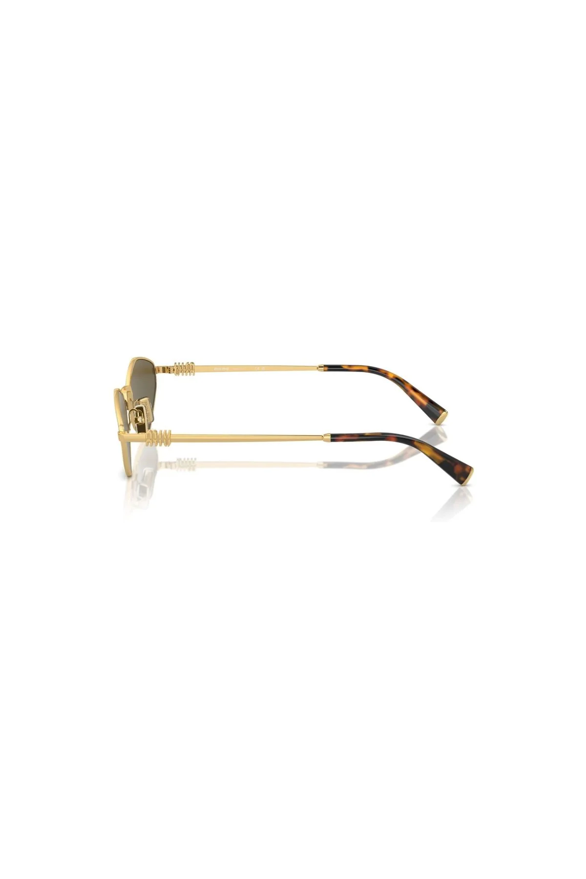 Miu Miu Geometric Wire Framed Sunglasses - Gold - Image 2