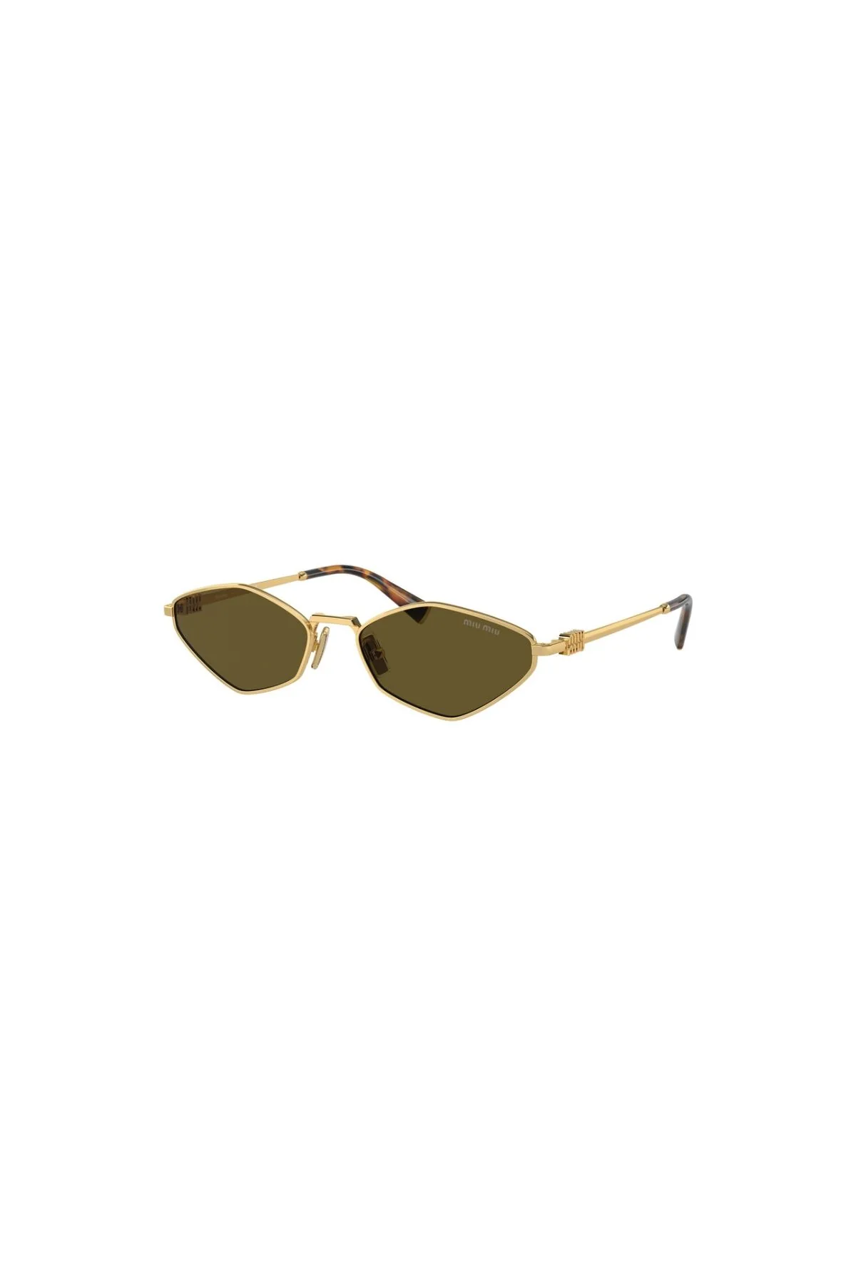 Miu Miu Geometric Wire Framed Sunglasses - Gold - Image 3