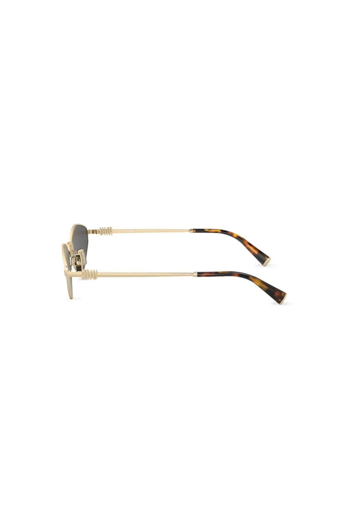 Miu Miu Geometric Wire Framed Sunglasses - Gold/ Dark Grey - Image 3
