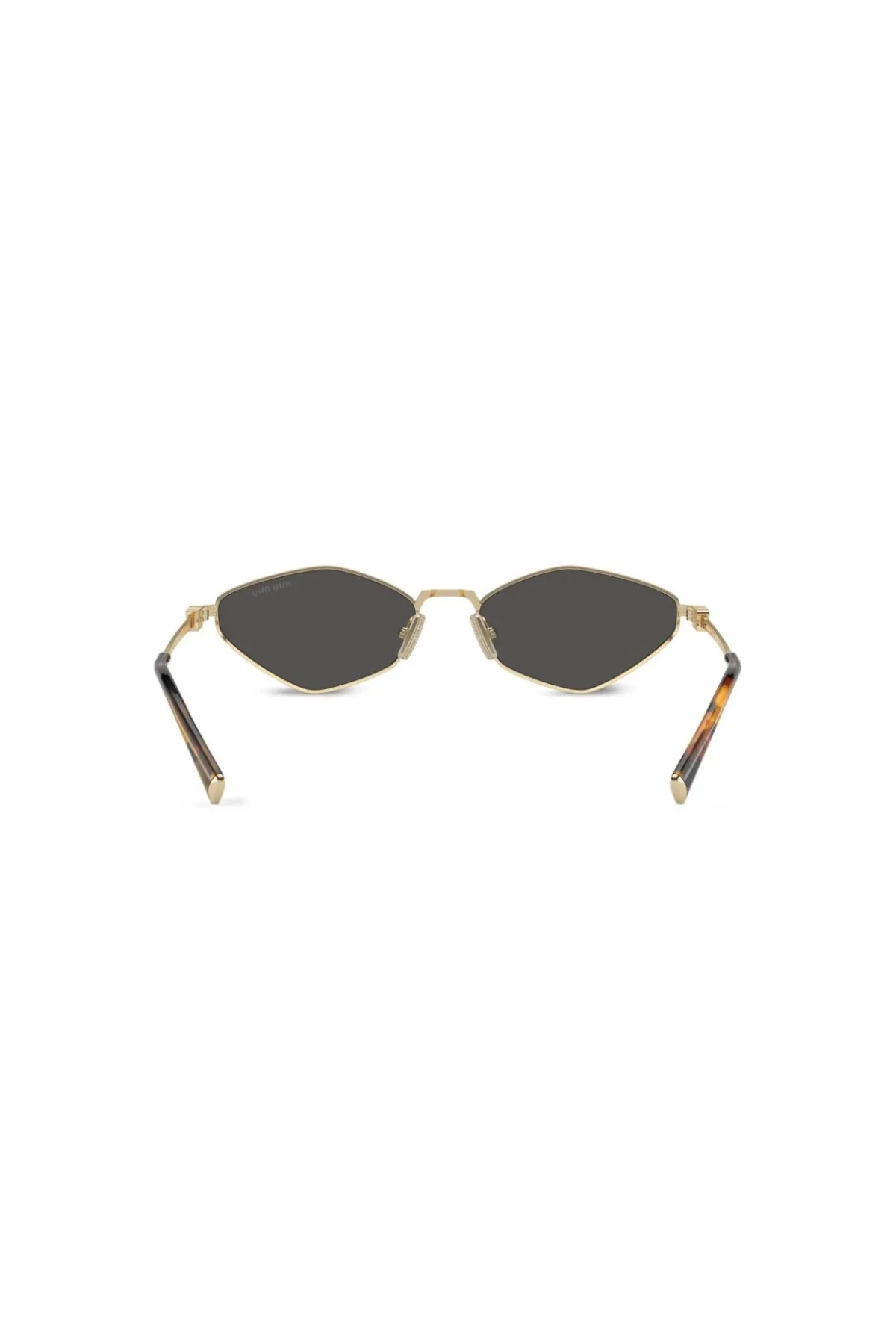 Miu Miu Geometric Wire Framed Sunglasses - Gold/ Dark Grey - Image 4