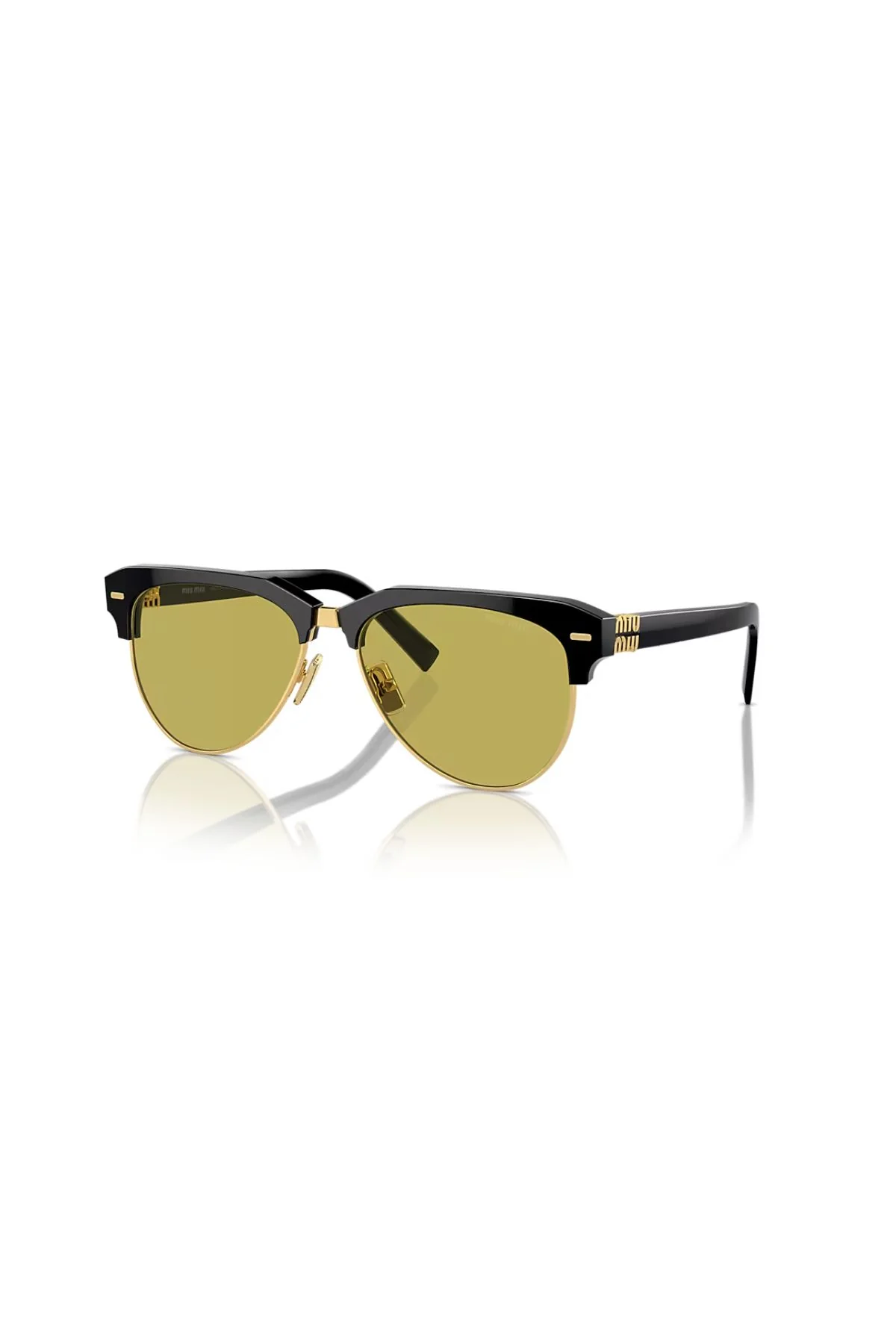 Miu Miu Pilot Sunglasses - Black/ Green - Image 2