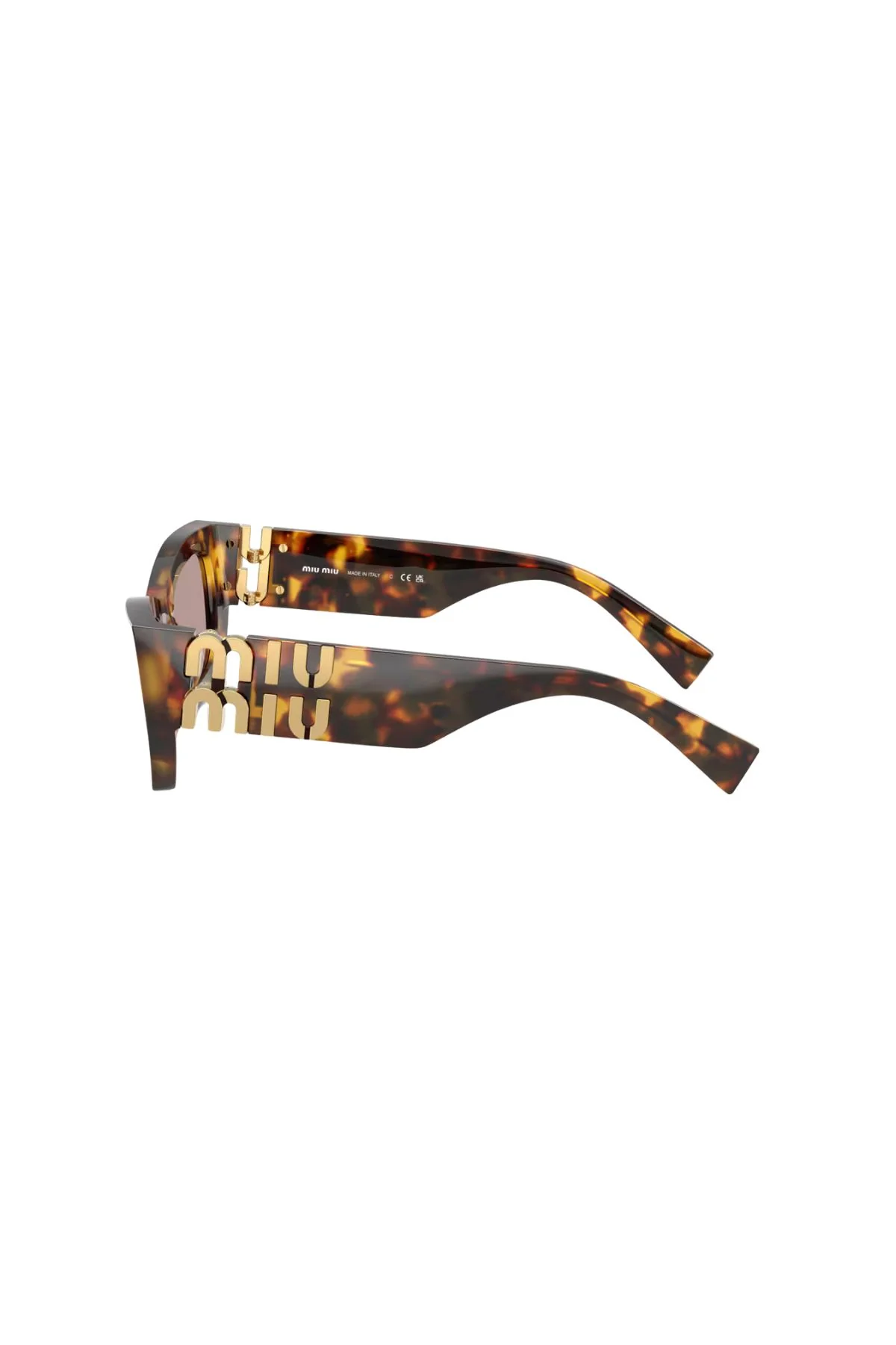 Miu Miu Rectangular Frame Sunglasses - Honey Havana/ Light Purple Brown - Image 3