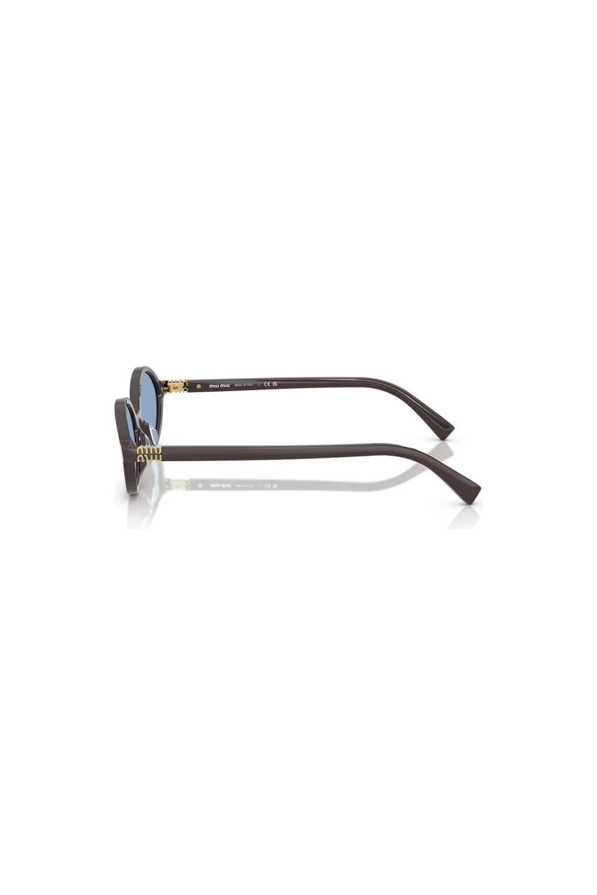 Miu Miu Oval Sunglasses - Moka/ Light Blue - Image 4
