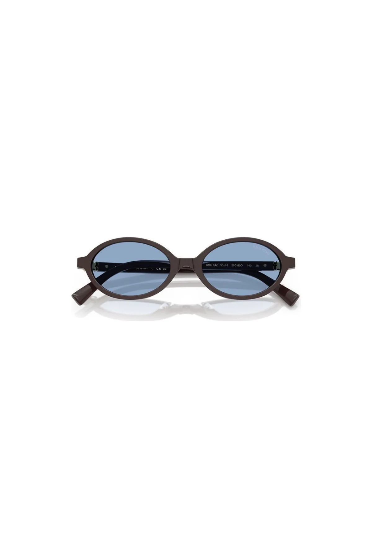 Miu Miu Oval Sunglasses - Moka/ Light Blue - Image 5