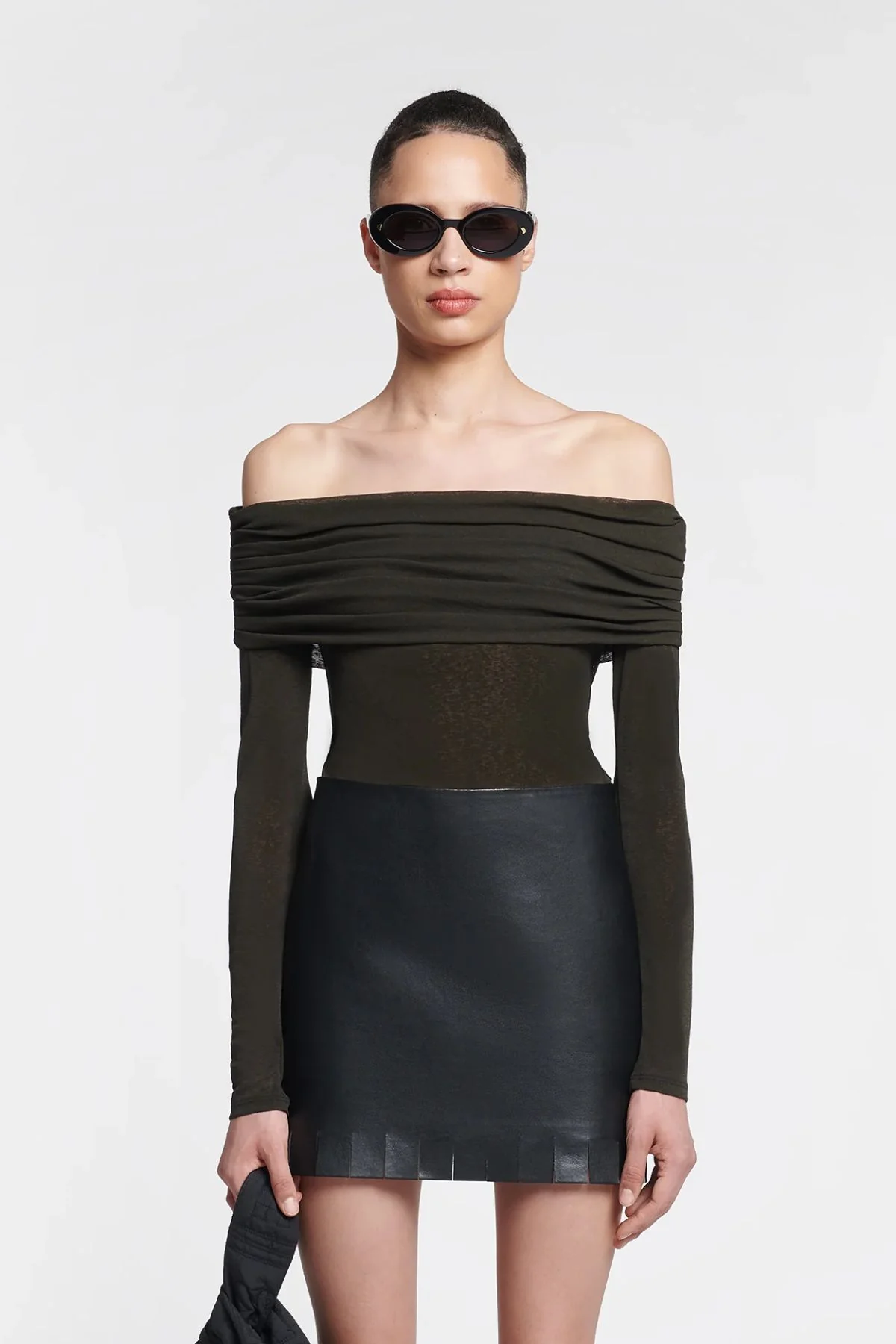 Nanushka Amily Off the Shoulder Top - Anthracite - Image 4