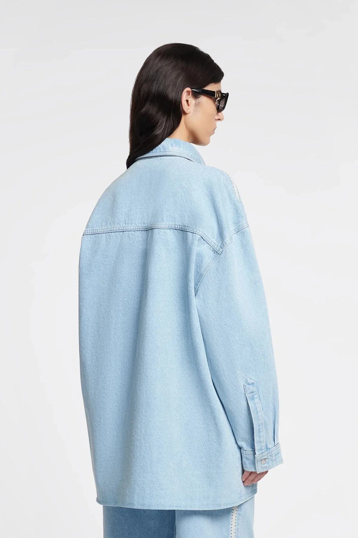 Nanushka Beaux Denim Shirt Jacket - Eco Bleach Cream - Image 5