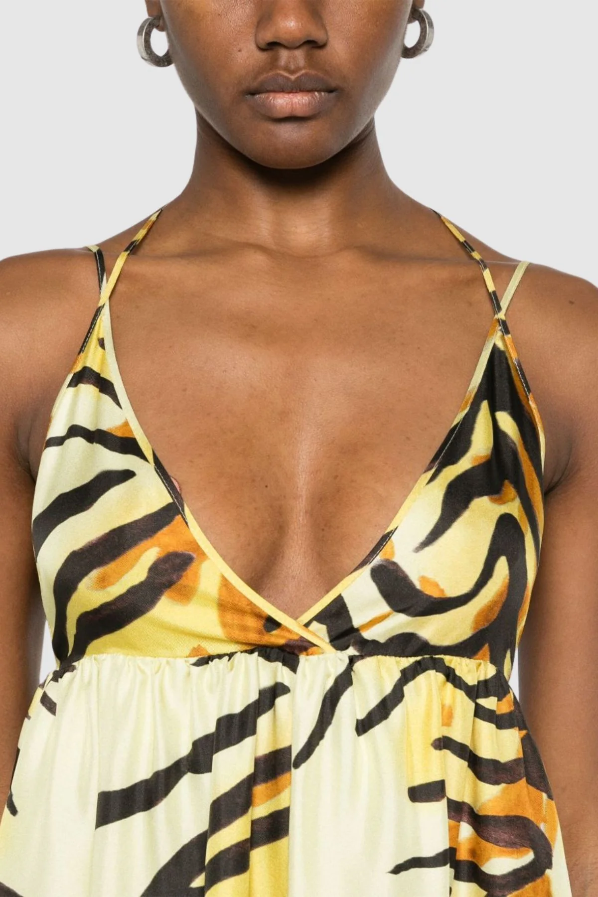 Nanushka Ceil Tiger Print Silk Twill Sundress - Tiger - Image 4