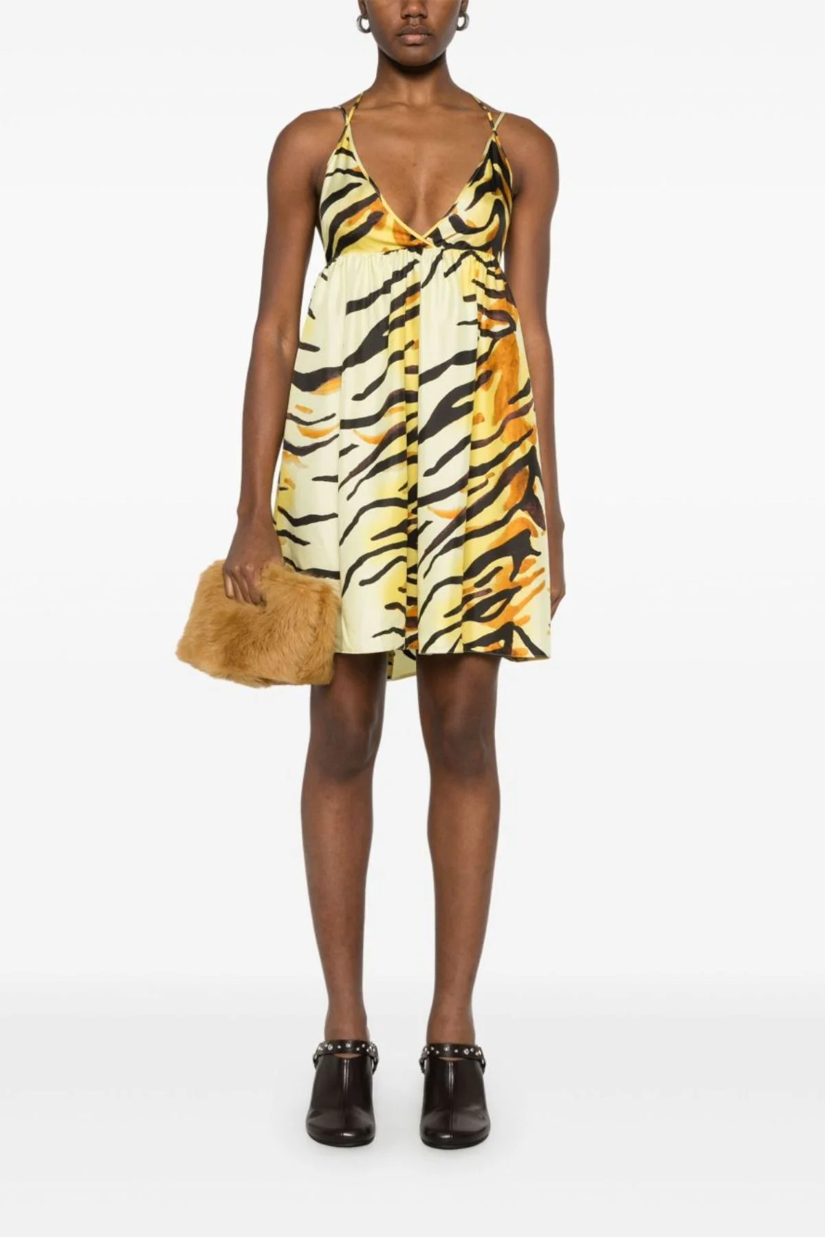 Nanushka Ceil Tiger Print Silk Twill Sundress - Tiger - Image 5