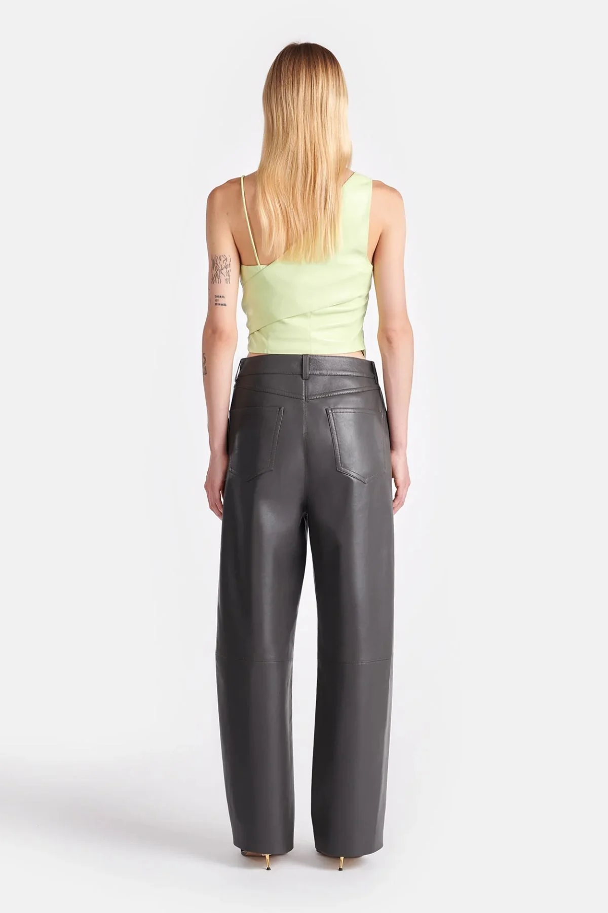 Nanushka Chudel Okobor Alt Leather Top - Shadow Lime - Image 3