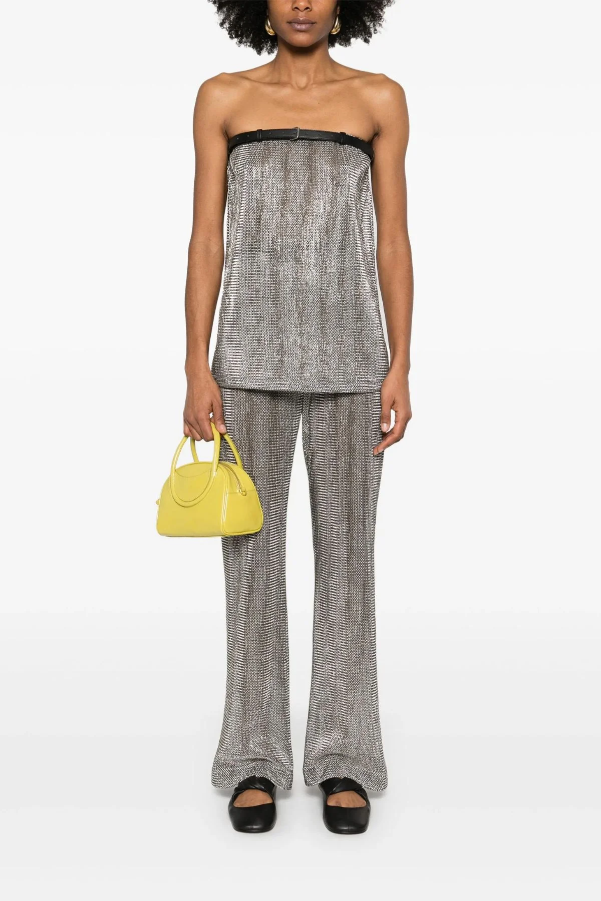 Nanushka Maglie Silver Pants - Silver/ Black - Image 2