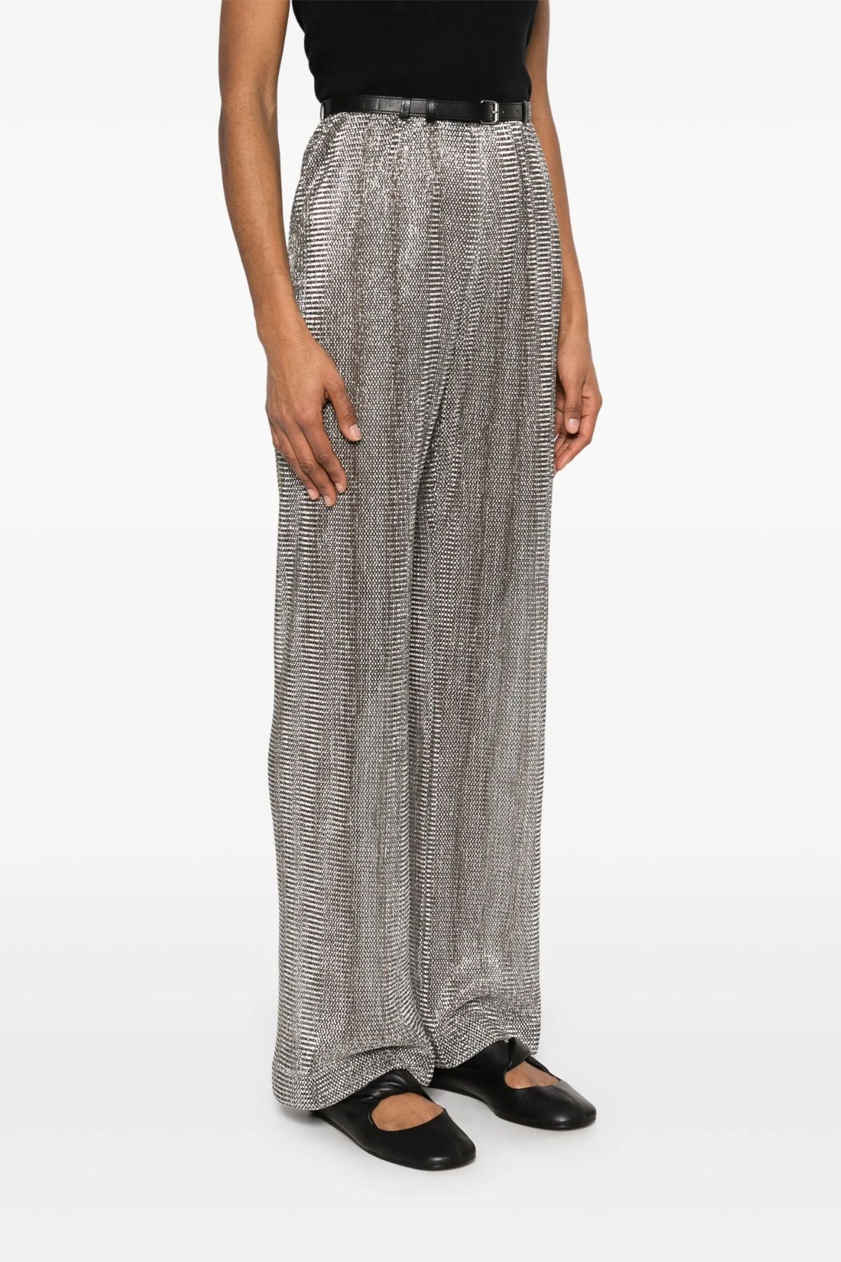 Nanushka Maglie Silver Pants - Silver/ Black - Image 3