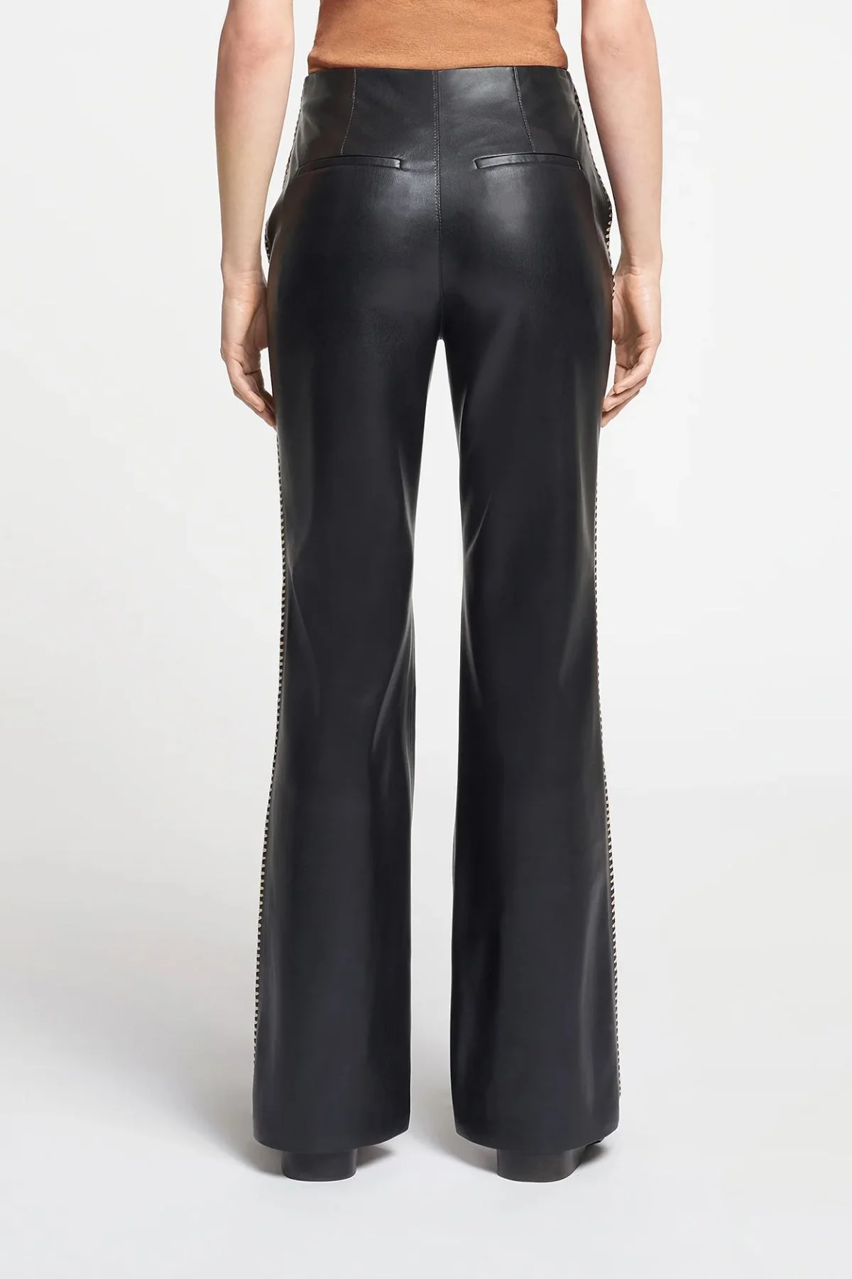 Nanushka Manola Vegan Leather Crochet Trim Pant - Black - Image 5