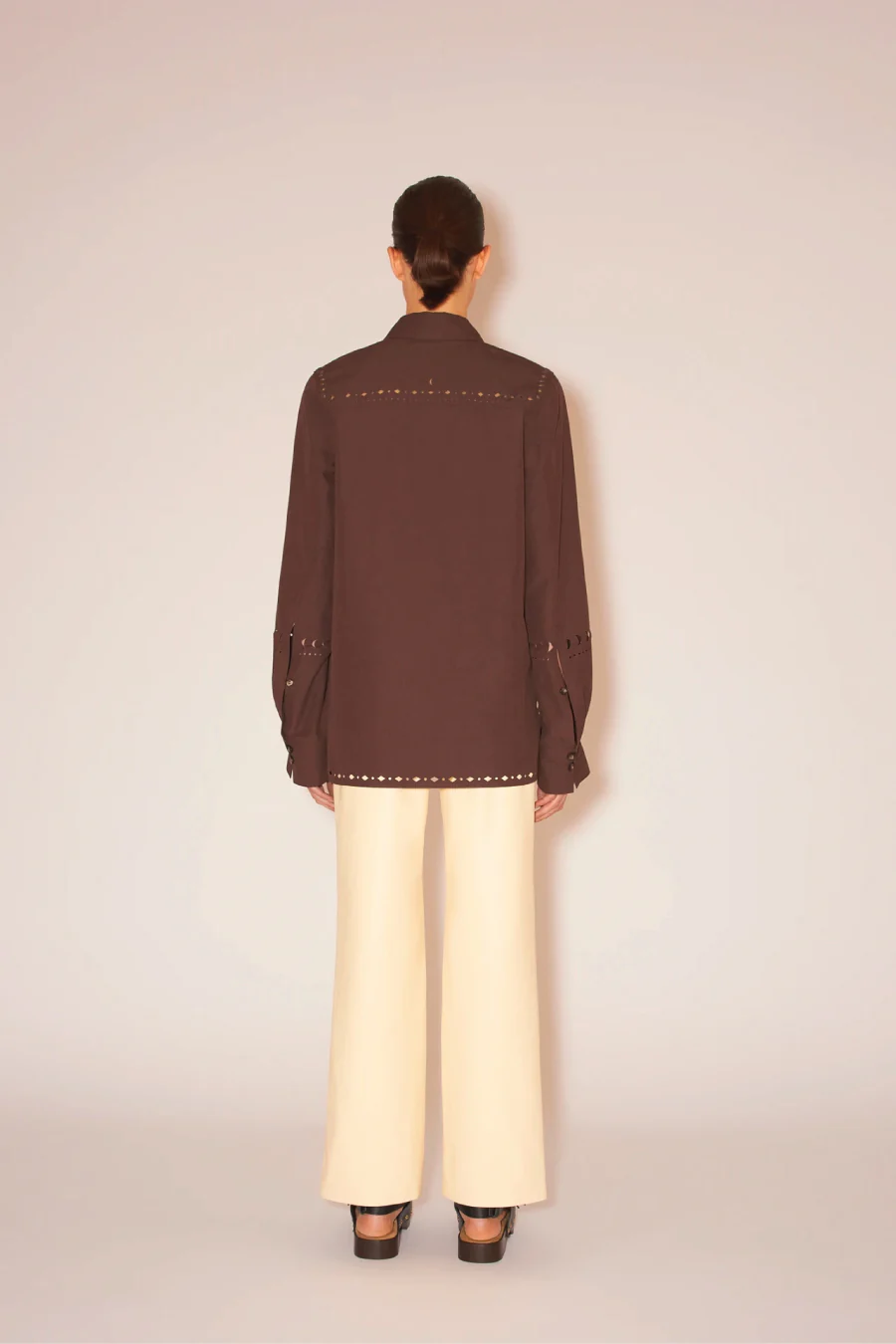 Nanushka Moa Laser Cut Shirt - Dark Brown - Image 3