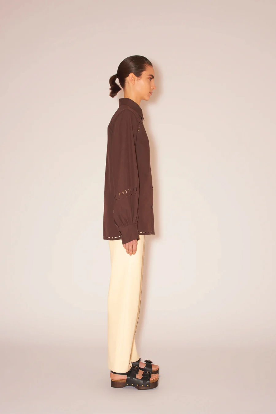 Nanushka Moa Laser Cut Shirt - Dark Brown - Image 4