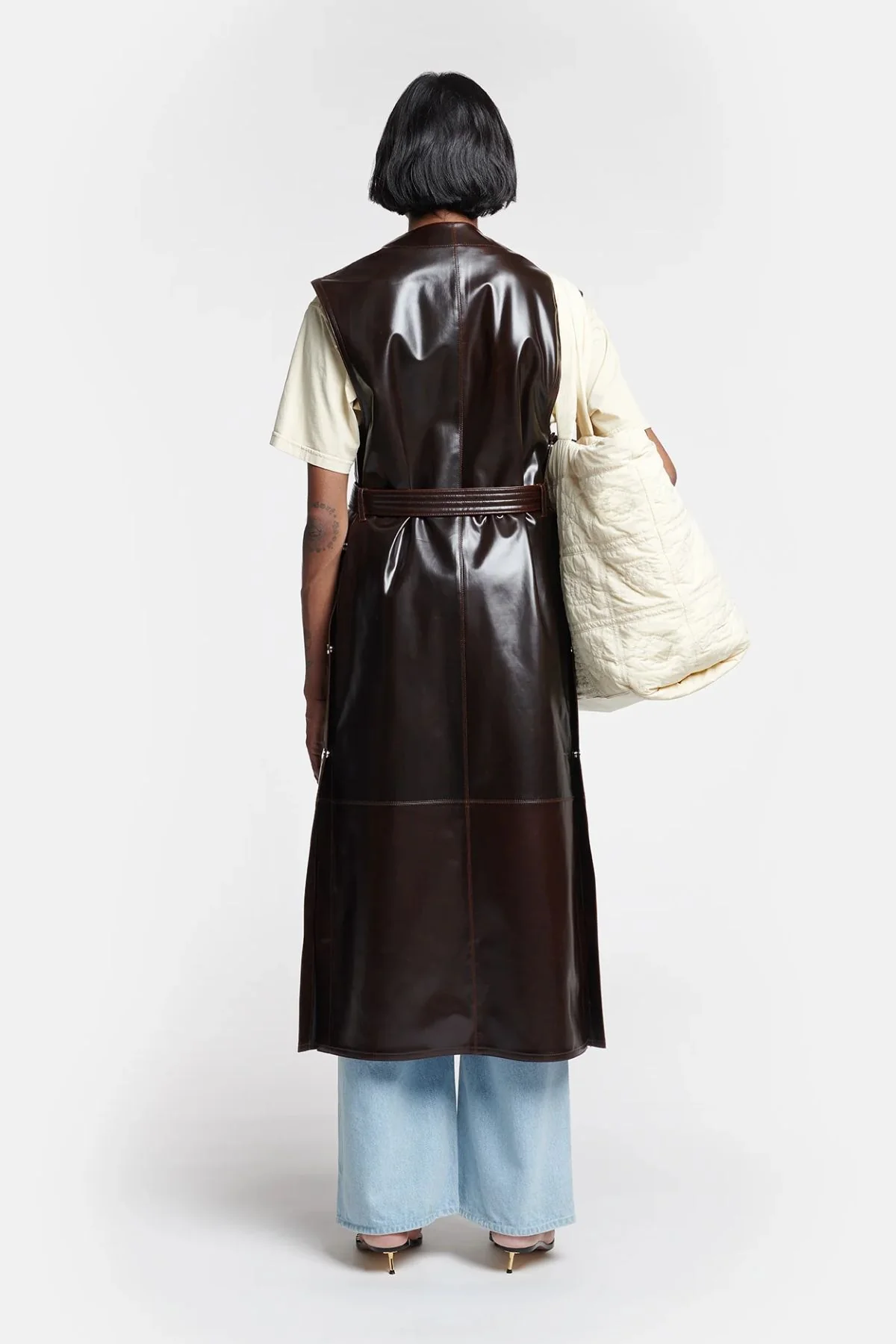 Nanushka Rainey Alt Vintage Leather Vest - Dark Brown - Image 3