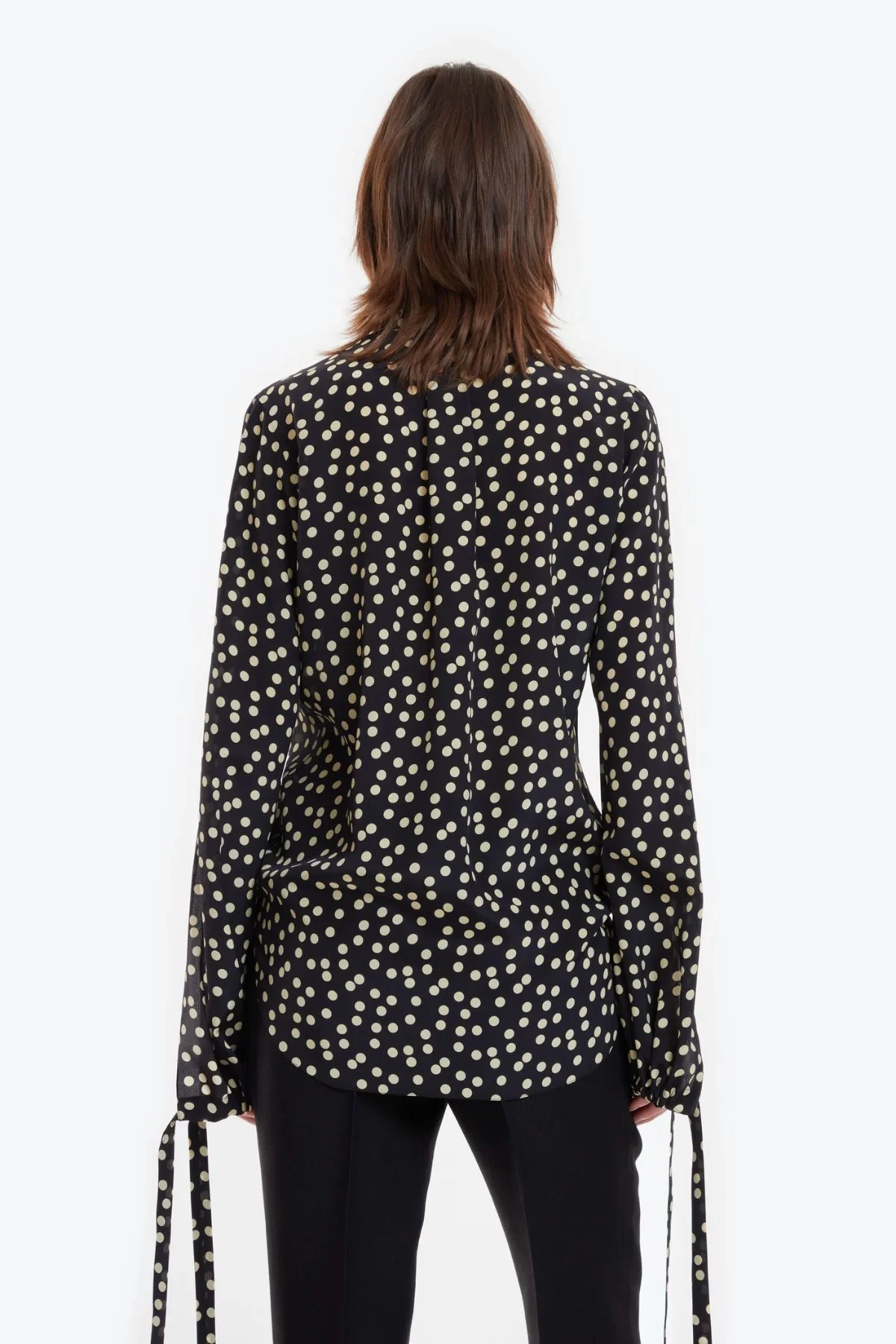 Petar Petrov Gallery Silk Blouse - Black/ Ivory Dot - Image 3