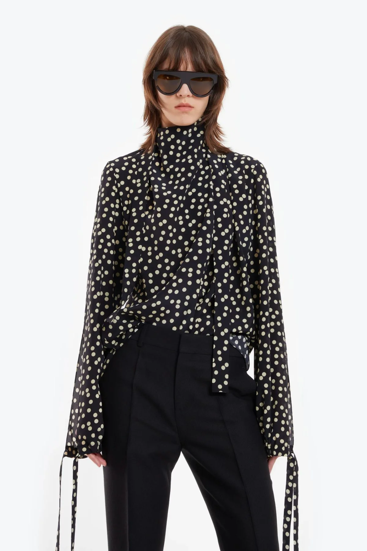 Petar Petrov Gallery Silk Blouse - Black/ Ivory Dot - Image 5