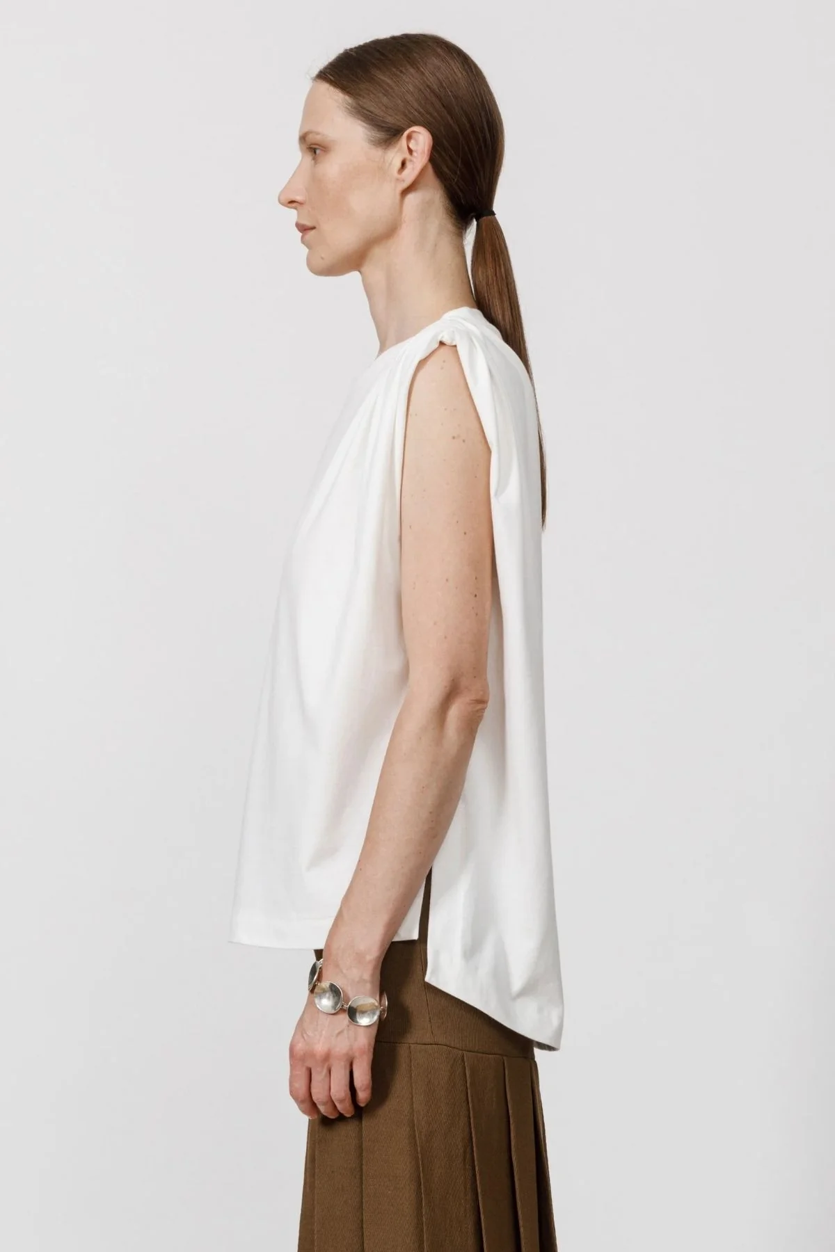 Petar Petrov Plain Mode Sleeveless T-Shirt - White - Image 2