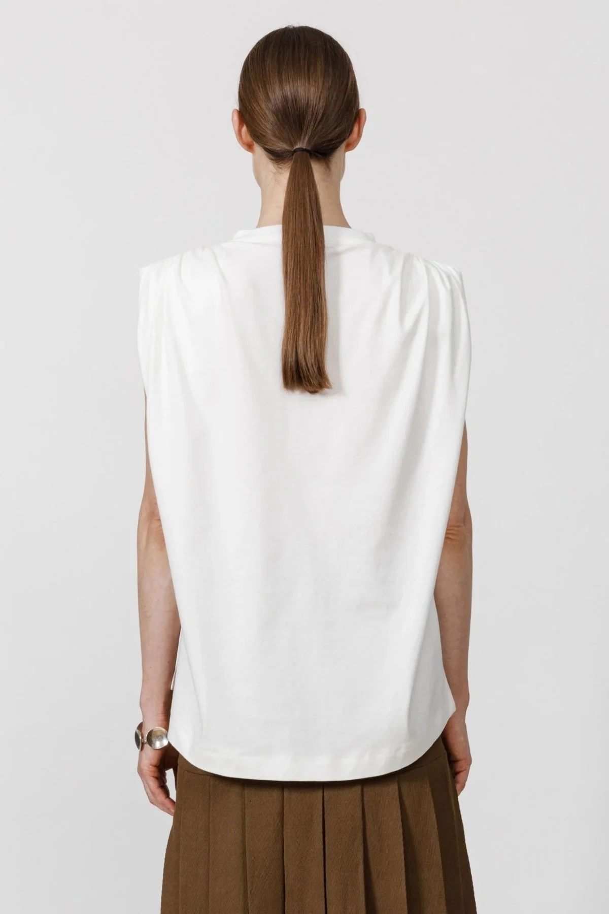 Petar Petrov Plain Mode Sleeveless T-Shirt - White - Image 3