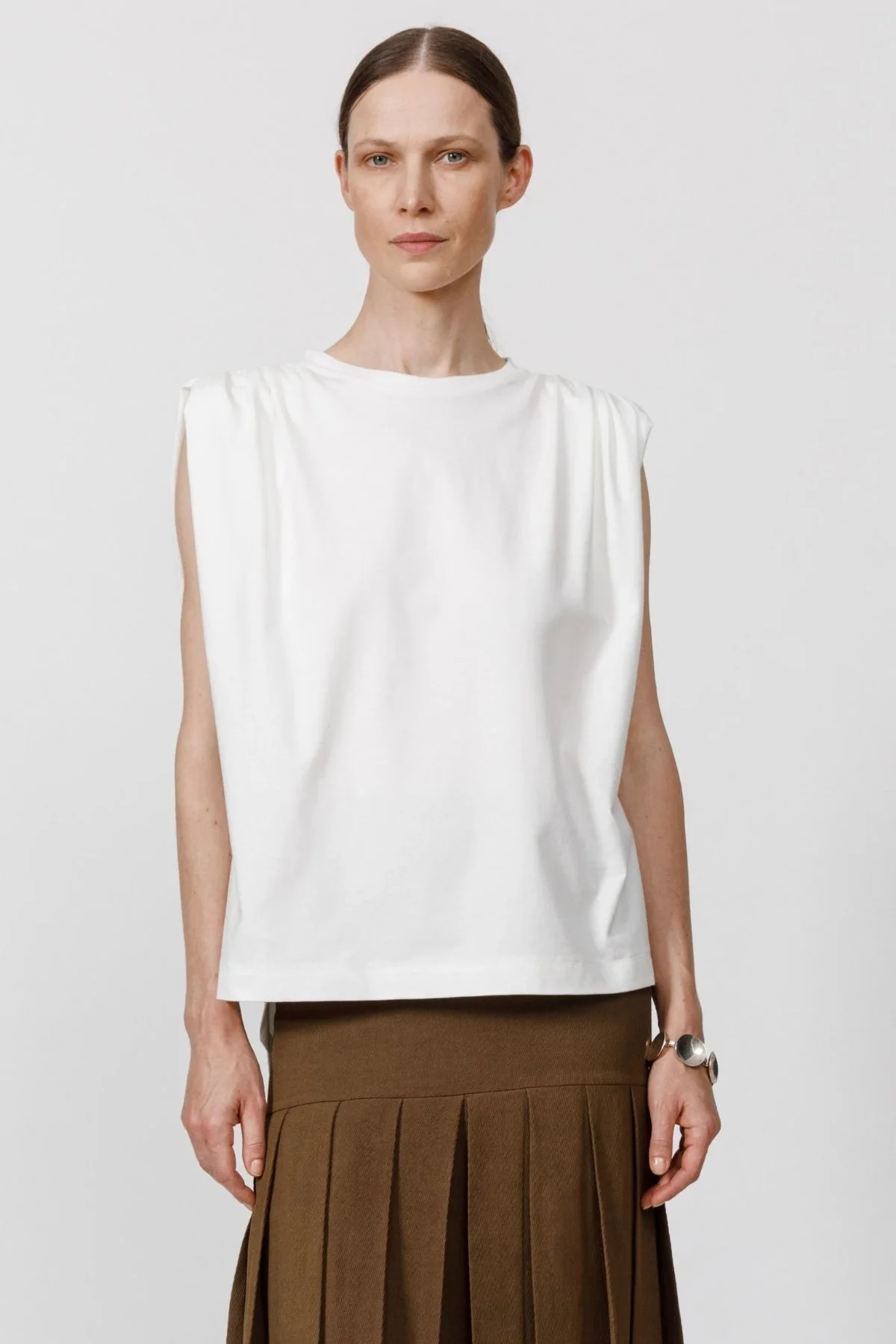 Petar Petrov Plain Mode Sleeveless T-Shirt - White - Image 4