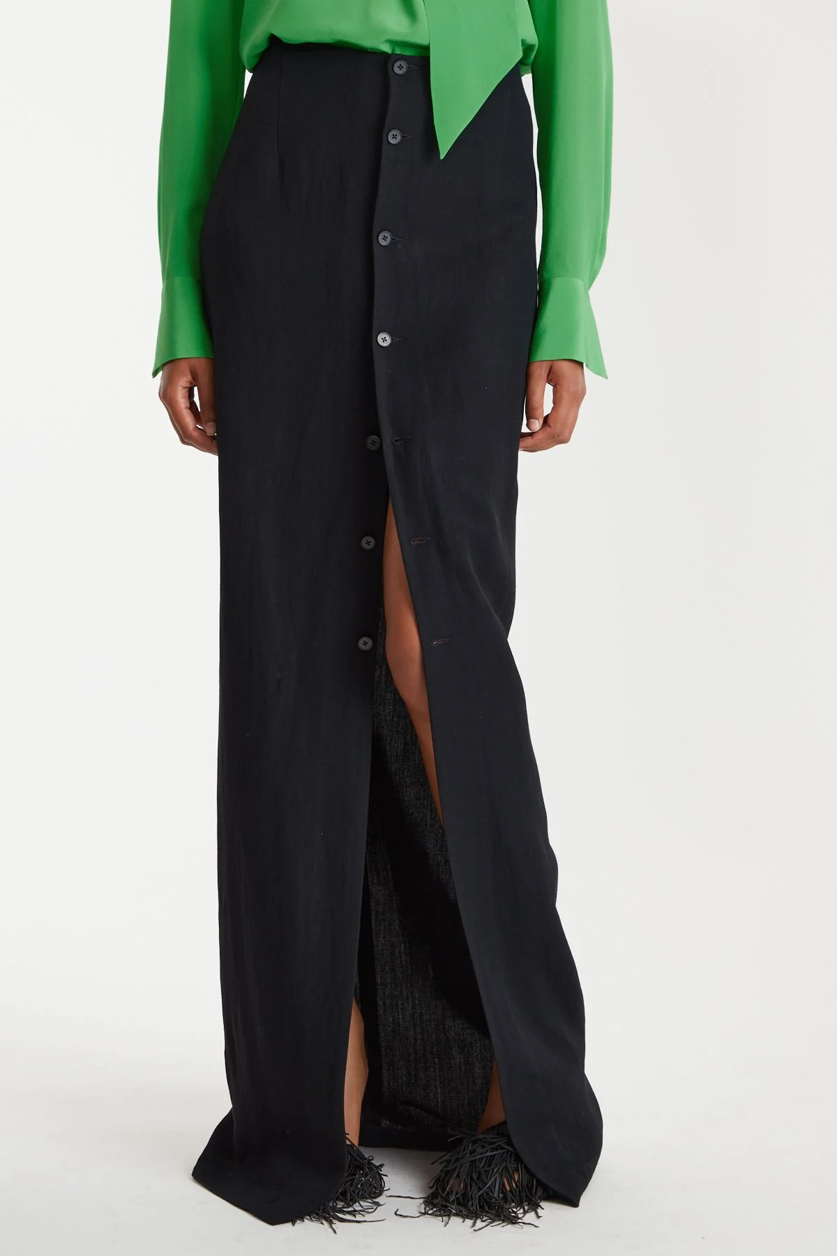 Petar Petrov Slim Fit Maxi Skirt Front Closure - Black - Image 3