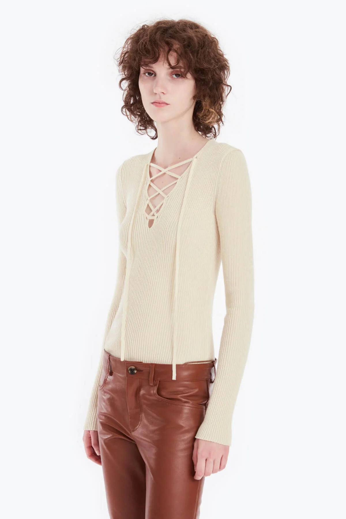 Petar Petrov Valli Rib Knit V-Neck Top - Butter - Image 4