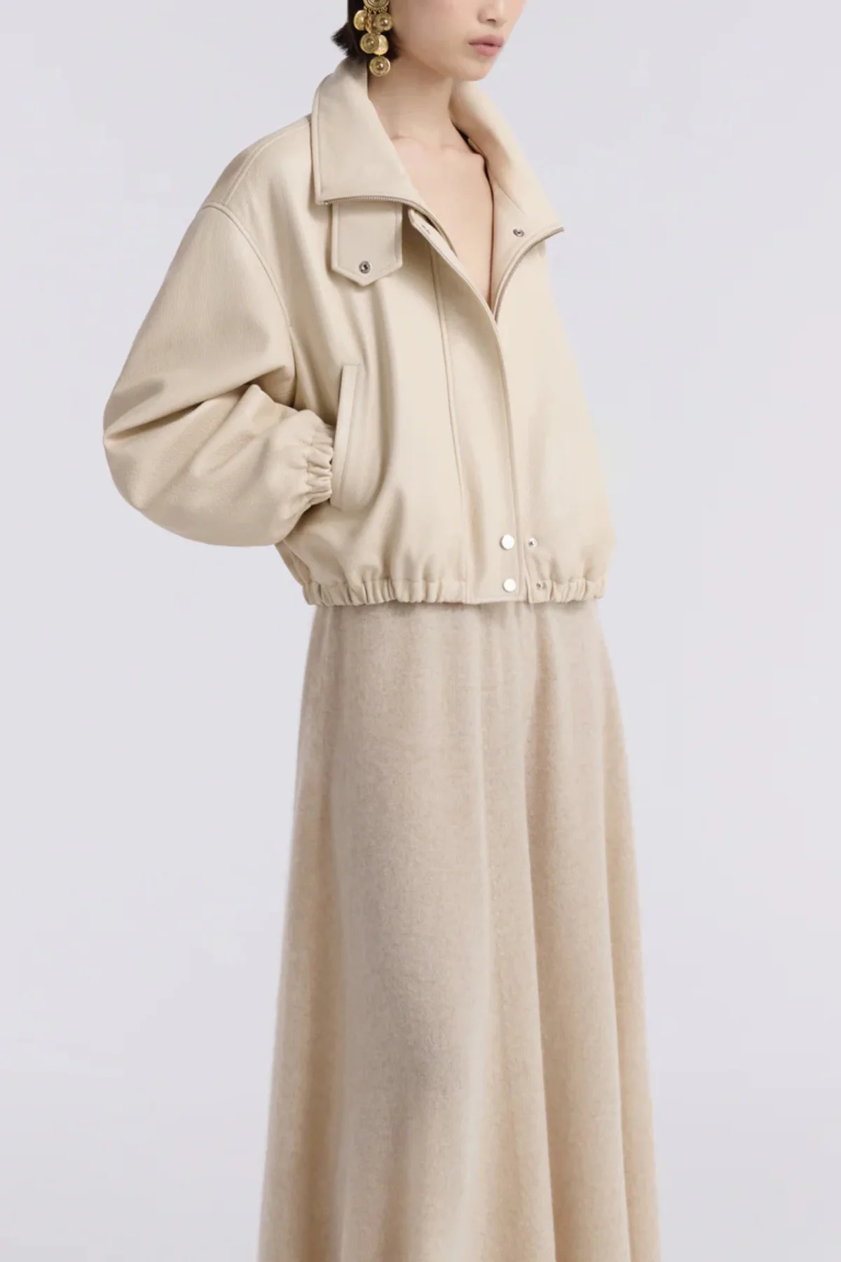 Nour Hammour Pia Bomber Jacket - Ivory - Image 3