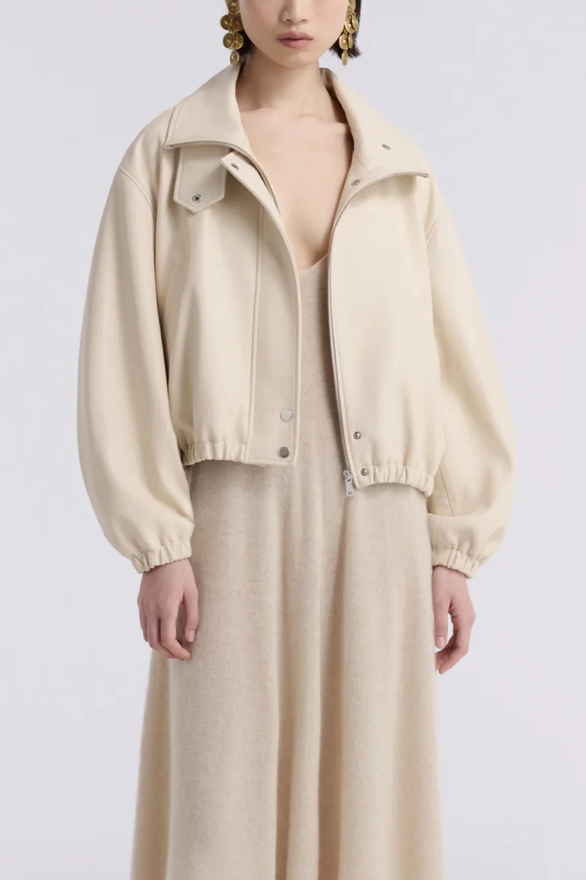 Nour Hammour Pia Bomber Jacket - Ivory - Image 5