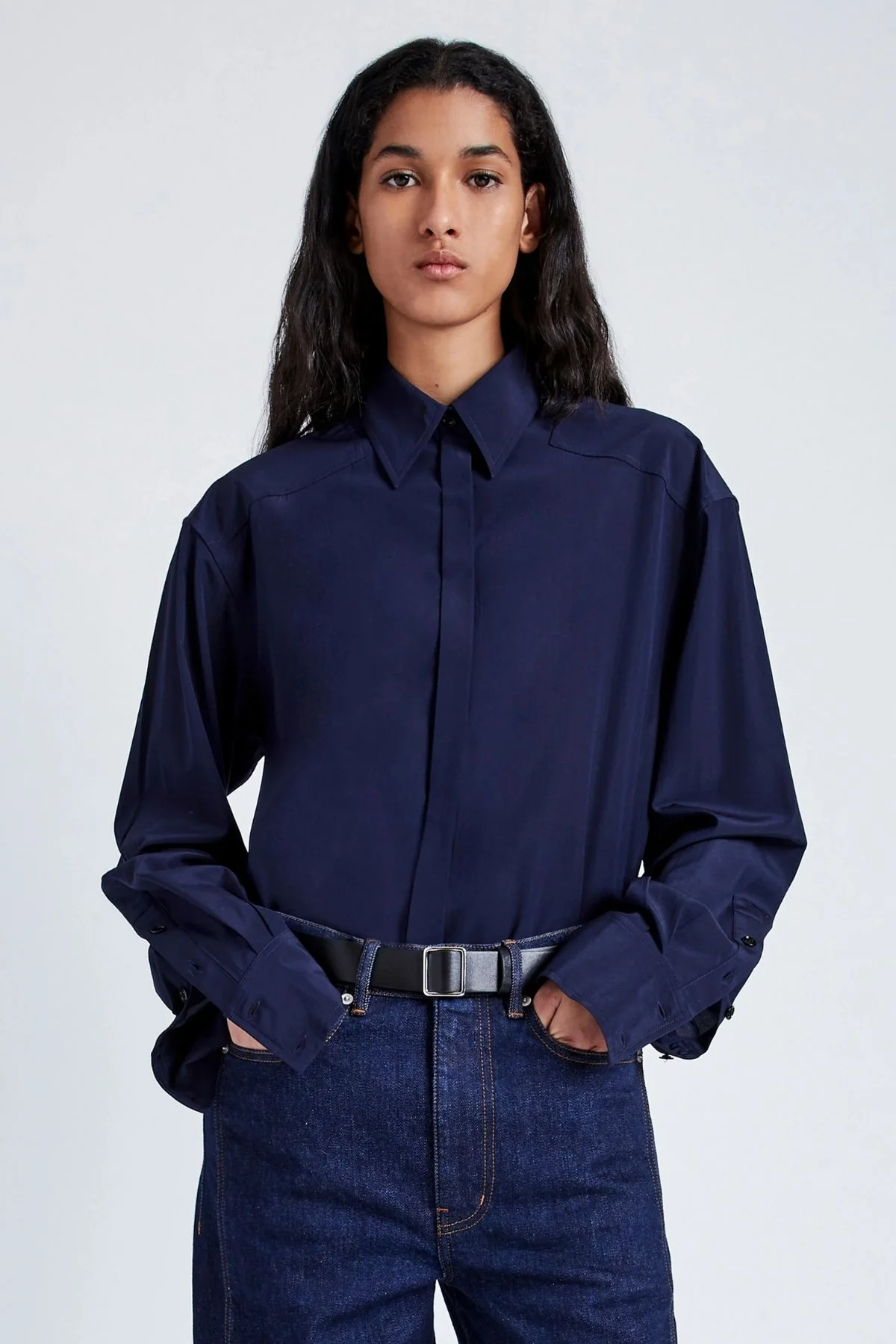 Proenza Schouler Demi Blouse - Navy - Image 6