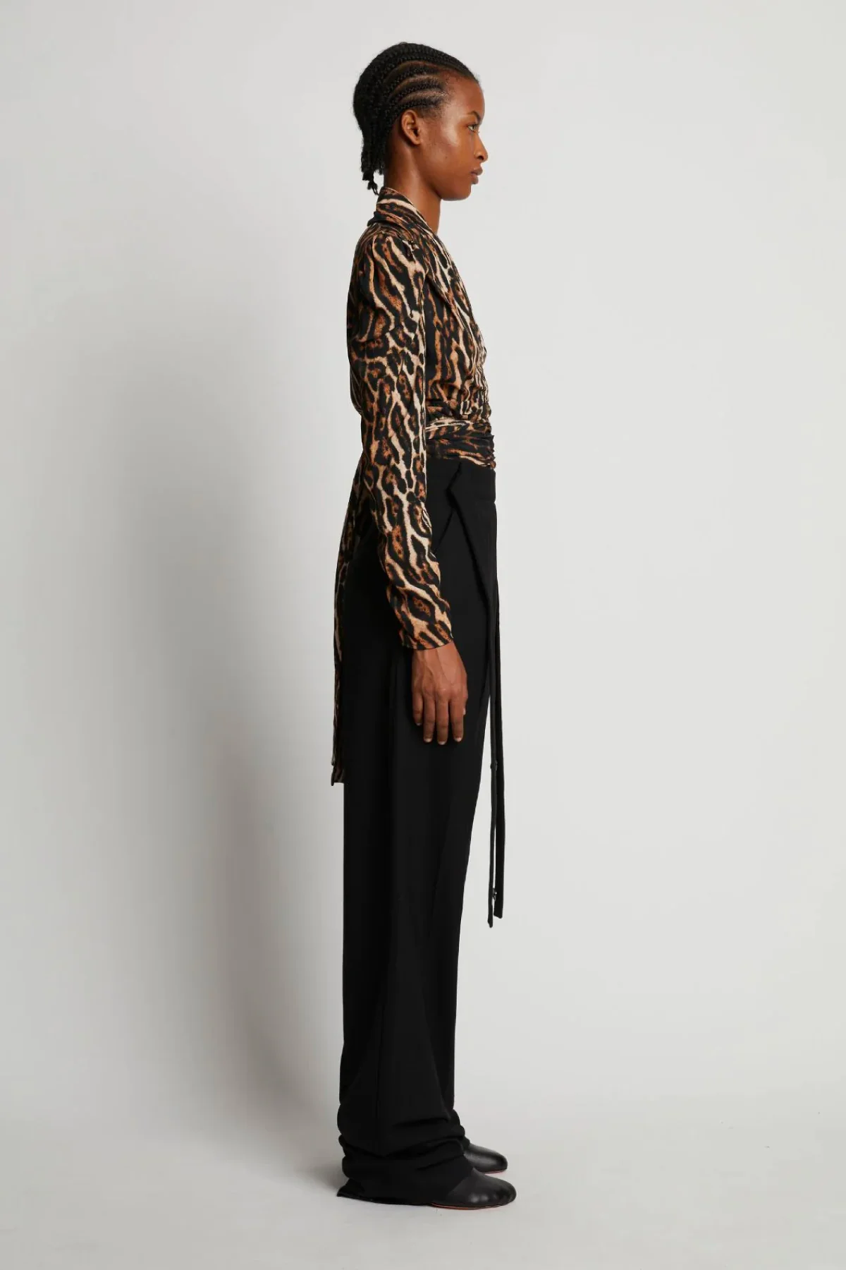 Proenza Schouler Leopard Print V-Neck Top - Brown Multi - Image 4