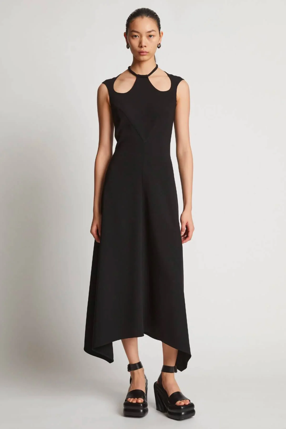 Proenza Schouler Matte Viscose Crepe A-Line Dress - Black - Image 2