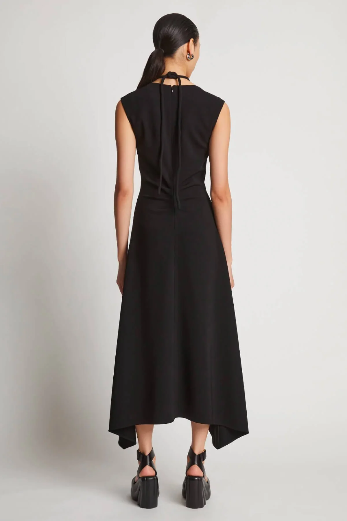 Proenza Schouler Matte Viscose Crepe A-Line Dress - Black - Image 3