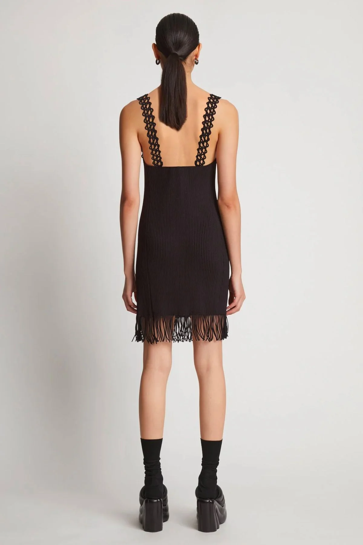 Proenza Schouler Rib Knit Lace Dress - Black - Image 3