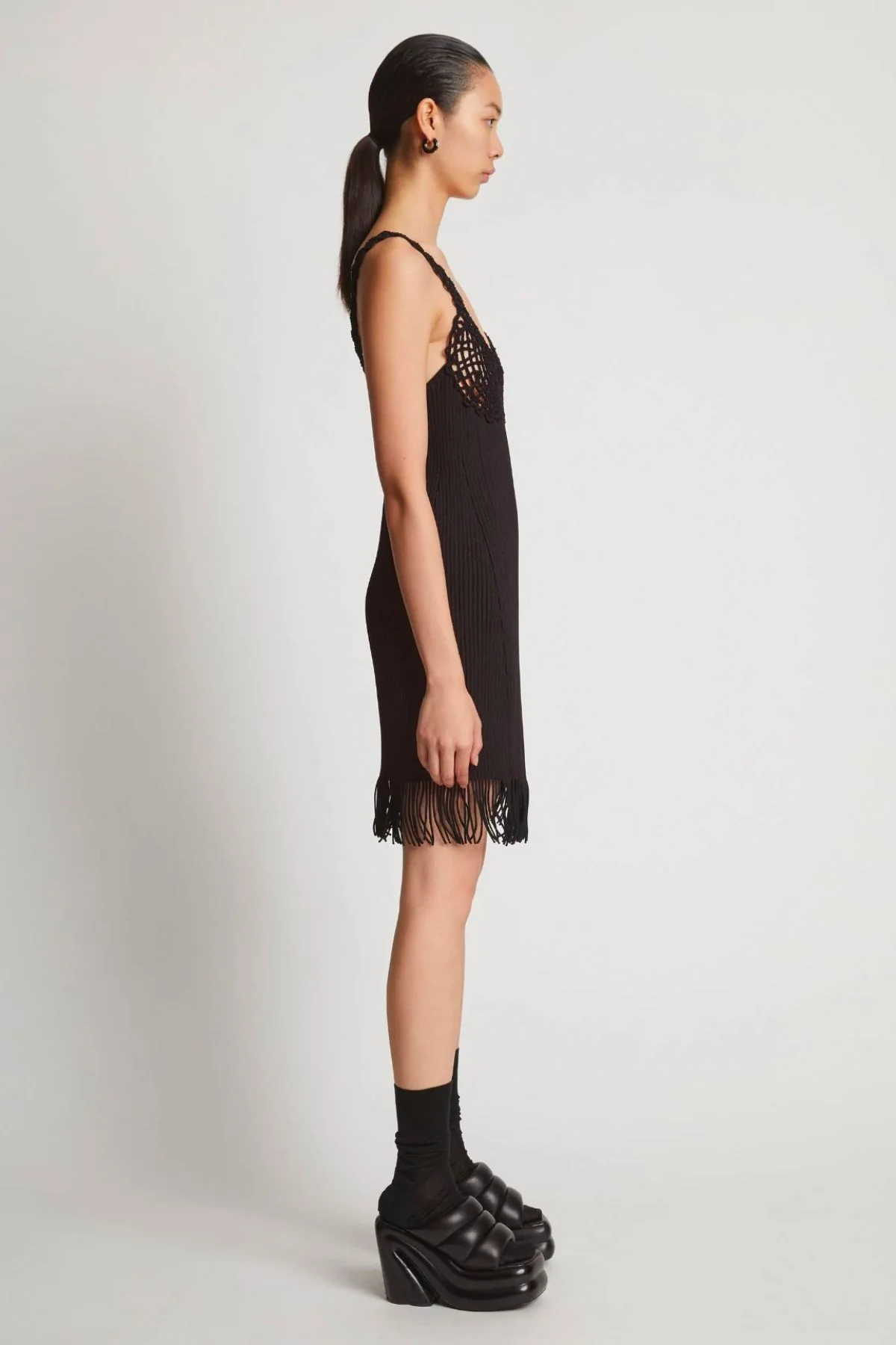 Proenza Schouler Rib Knit Lace Dress - Black - Image 4