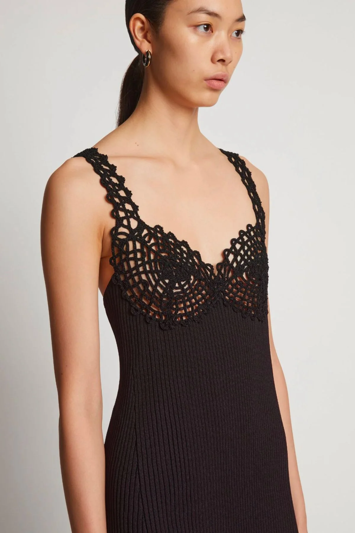 Proenza Schouler Rib Knit Lace Dress - Black - Image 5