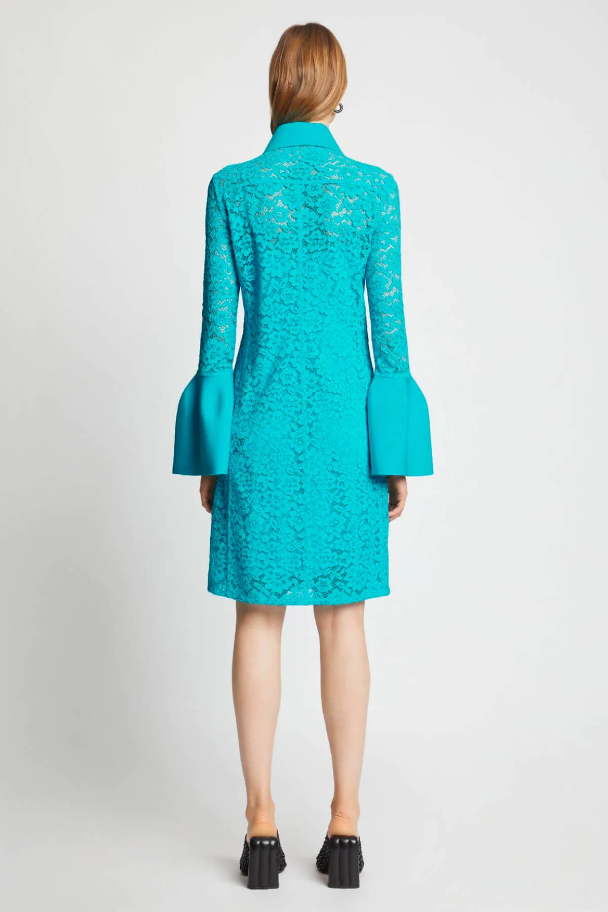 Proenza Schouler Stretch Lace Shirt Dress - Cyan - Image 3