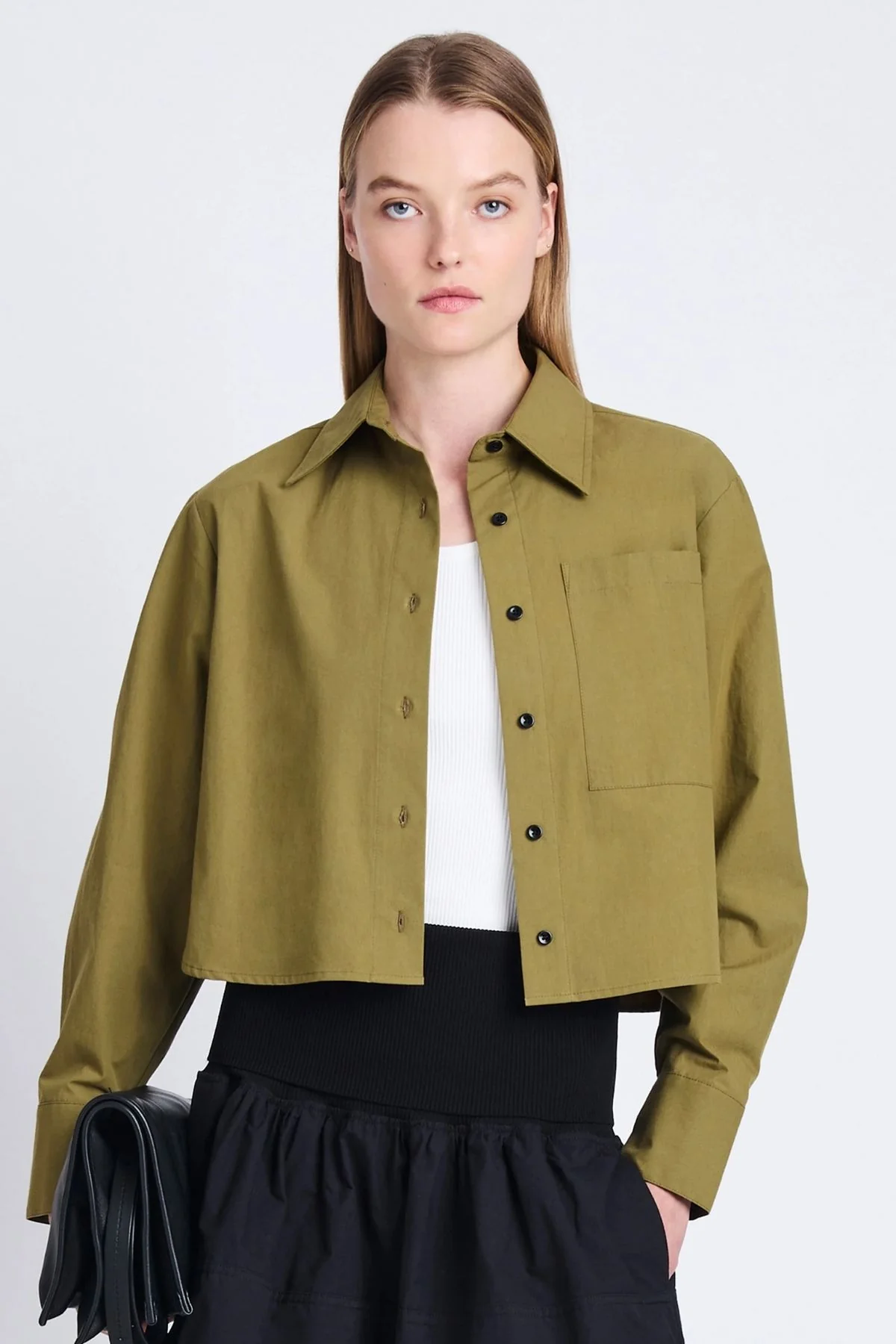 Proenza Schouler White Label Alma Shirt - Olive - Image 5