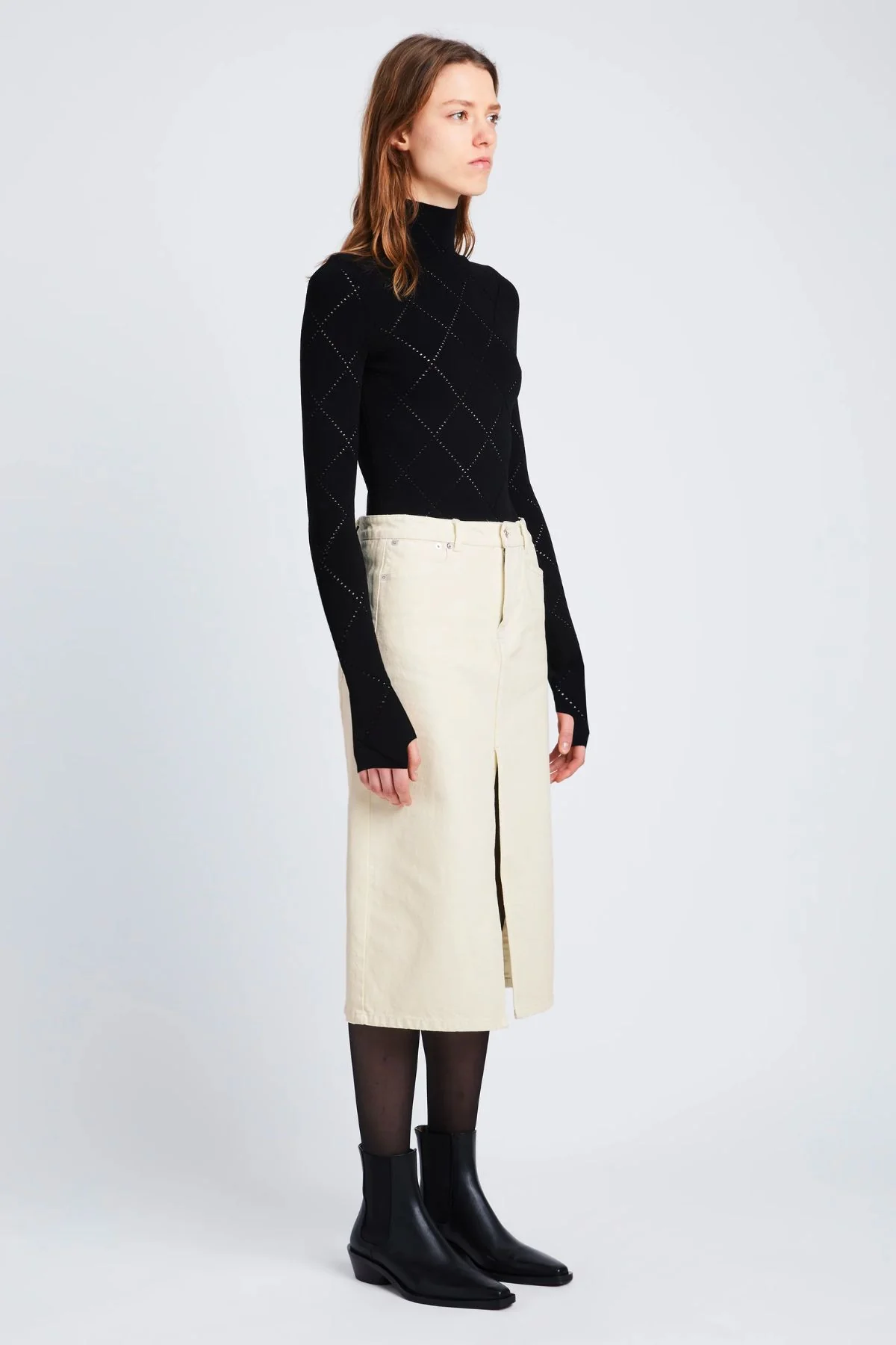 Proenza Schouler White Label Sloan Skirt - Parchment - Image 4